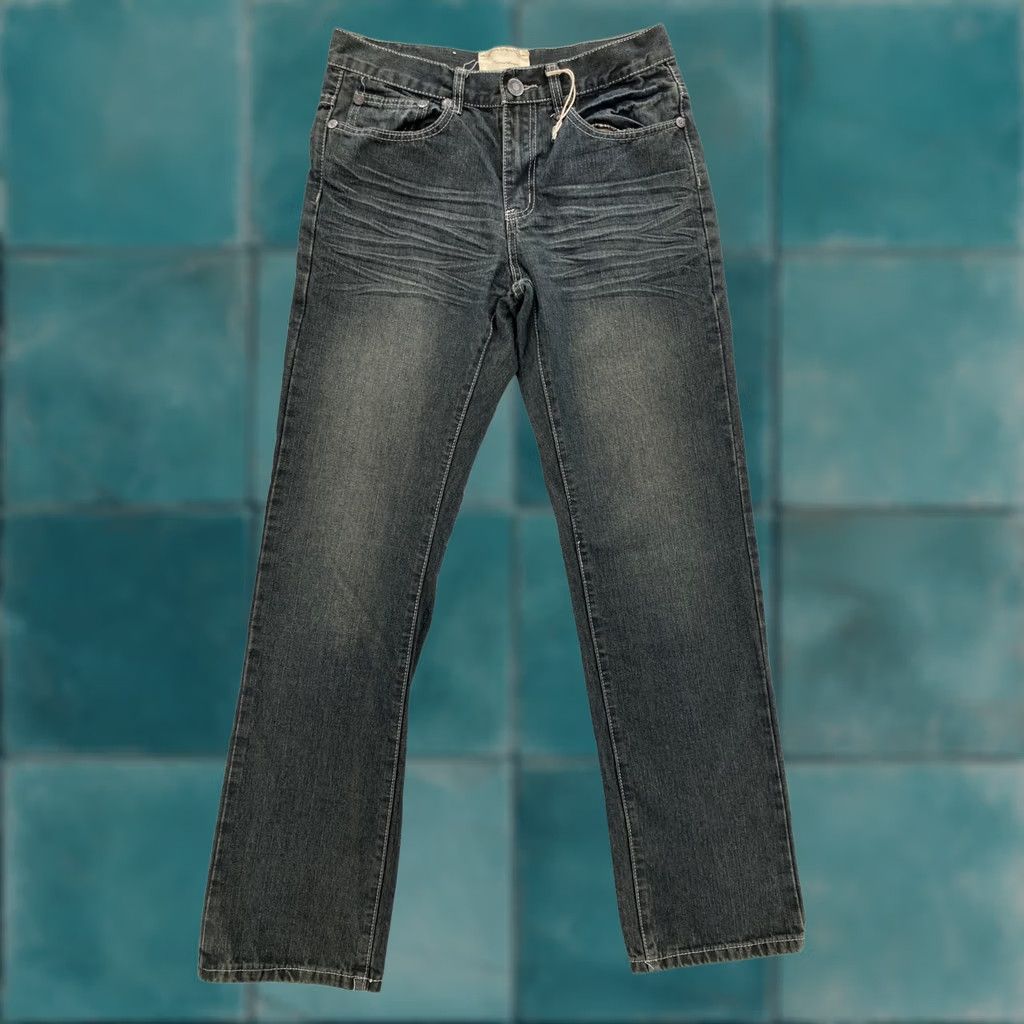 Express VINTAGE Brooklyn Xpress Jeans Mens 32x32 Denim Straight Dark Wash Gray Black 70/30 Cotton Polyester Zipper Size US 32 / EU 48 - 1 Thumbnail
