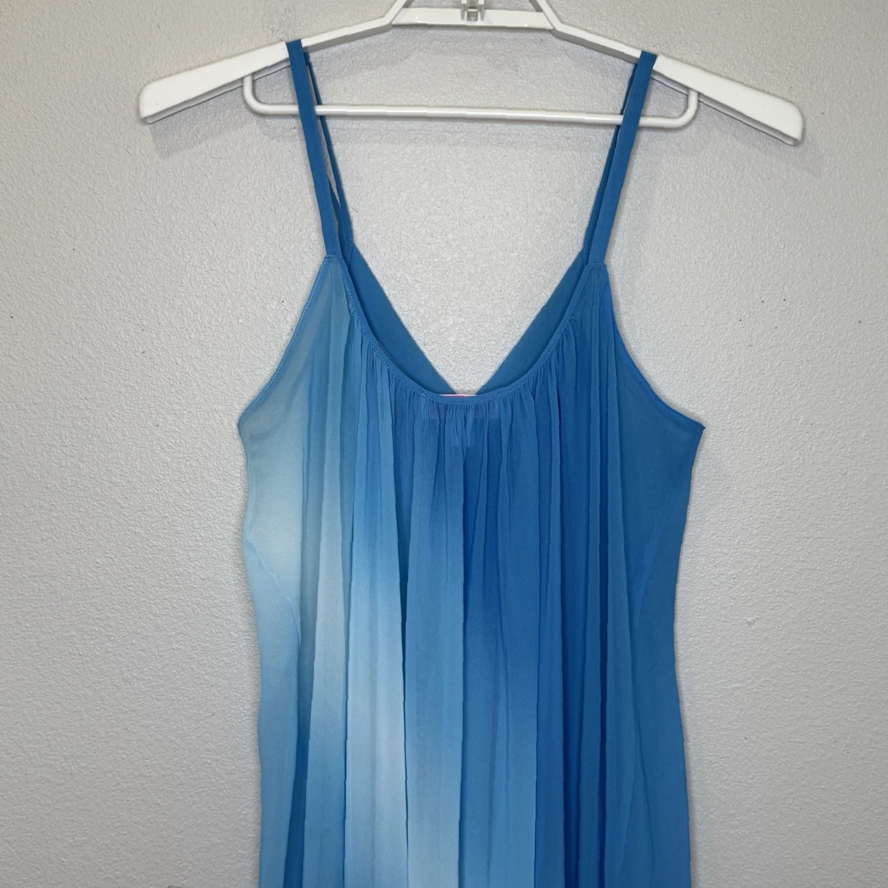 Oscar De La Renta Oscar de la Renta Pink Label Night Gown XL Sleeveless Ombre Spaghetti Strap Silky Chiffon Blue Womens Gown Size ONE SIZE - 5 Thumbnail