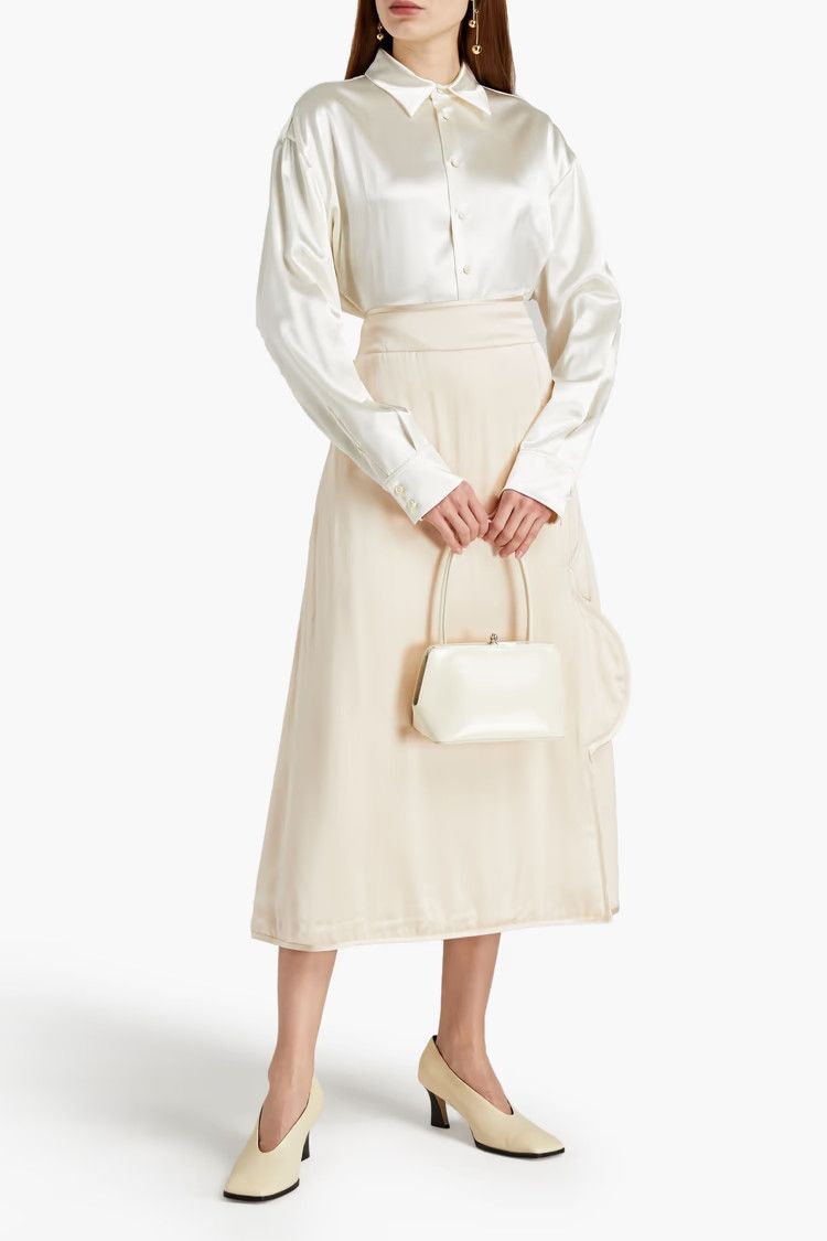 Jil Sander o1y1025 Solid Color Shirt in Ivory Size S / US 4 / IT 40 - 2 Thumbnail