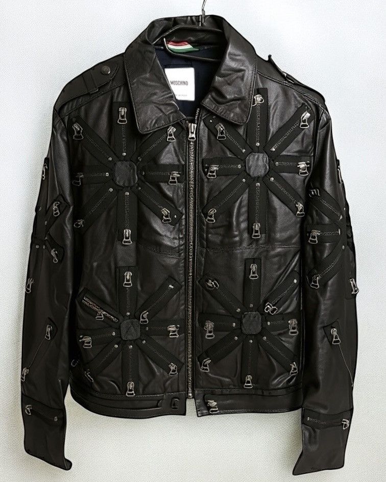Moschino Moschino Couture S/S 1991 Leather Jacket Radial "Starburst" Size US M / EU 48-50 / 2 - 1 Thumbnail