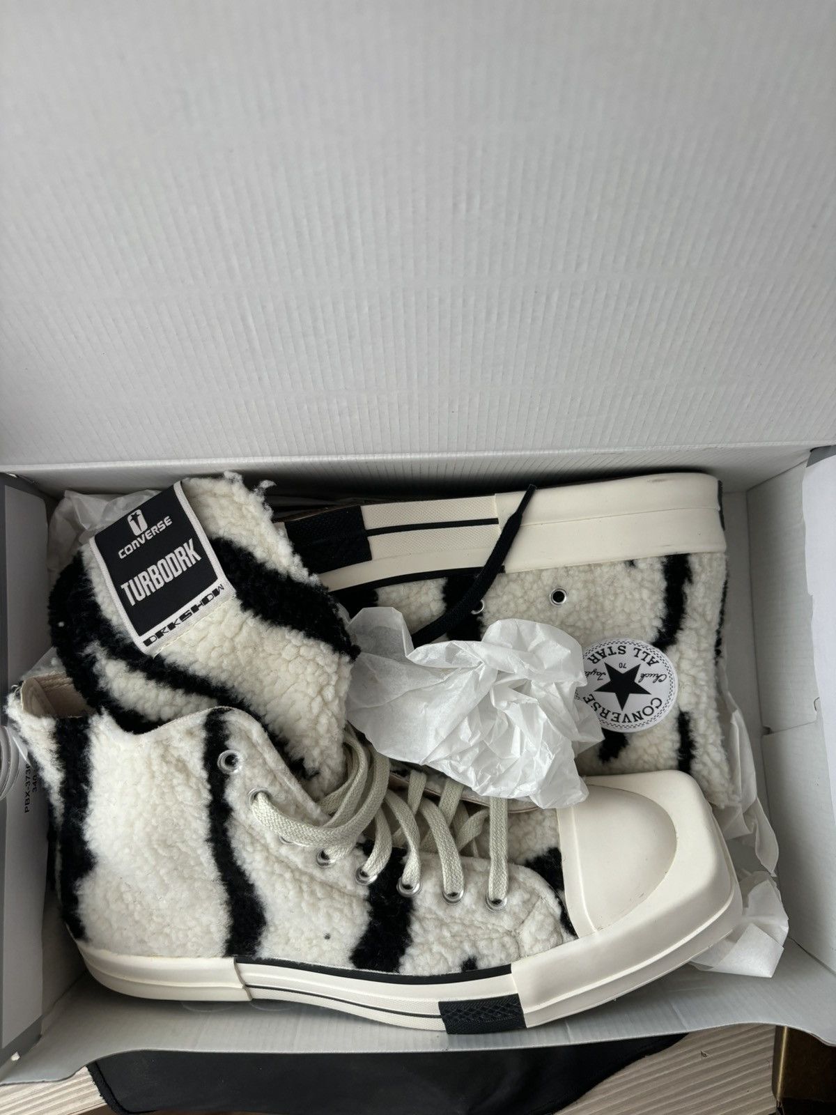 Converse × Rick Owens Converse x Rick Owens TURBODRK Chuck 70 Hi Zebra |  Grailed