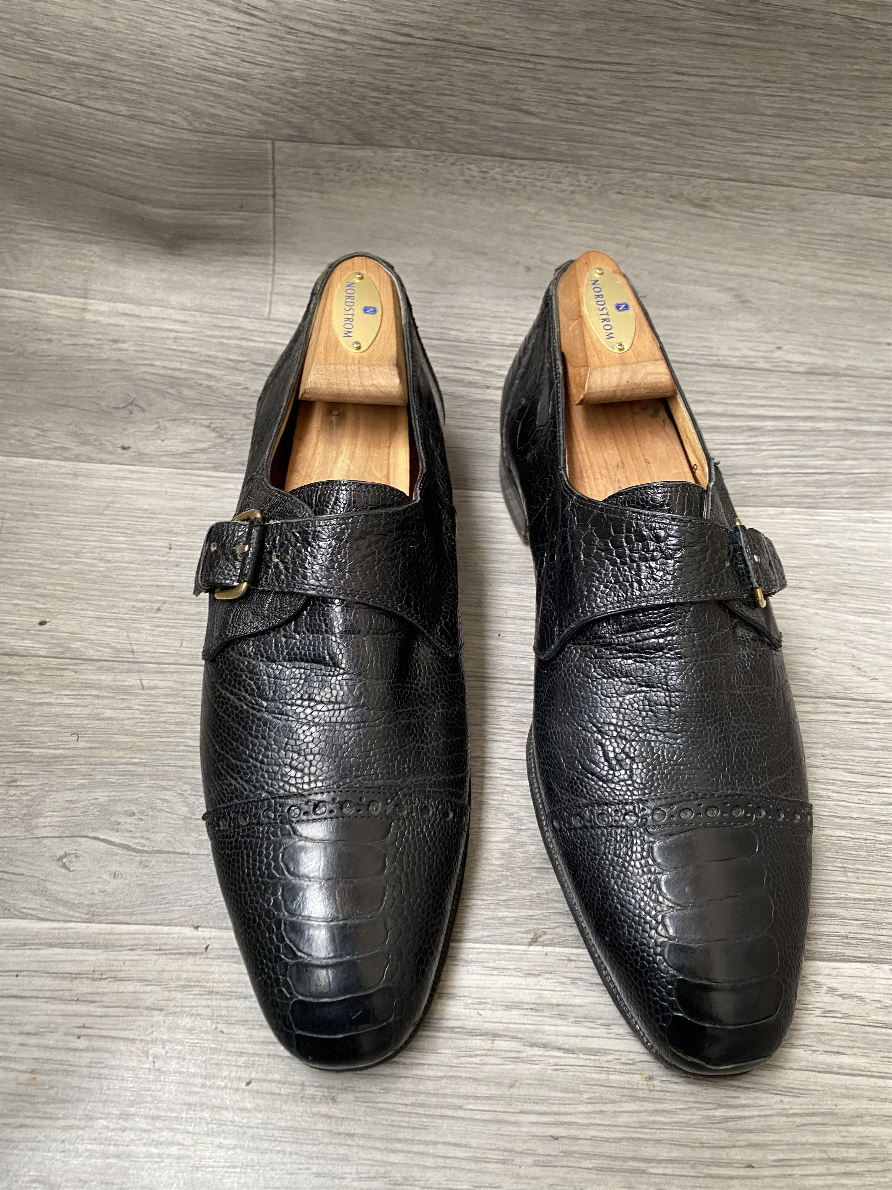 Mauri Mauri single monk strap black exotic ostrich leather sz41 Size US 8 / EU 41 - 8 Thumbnail