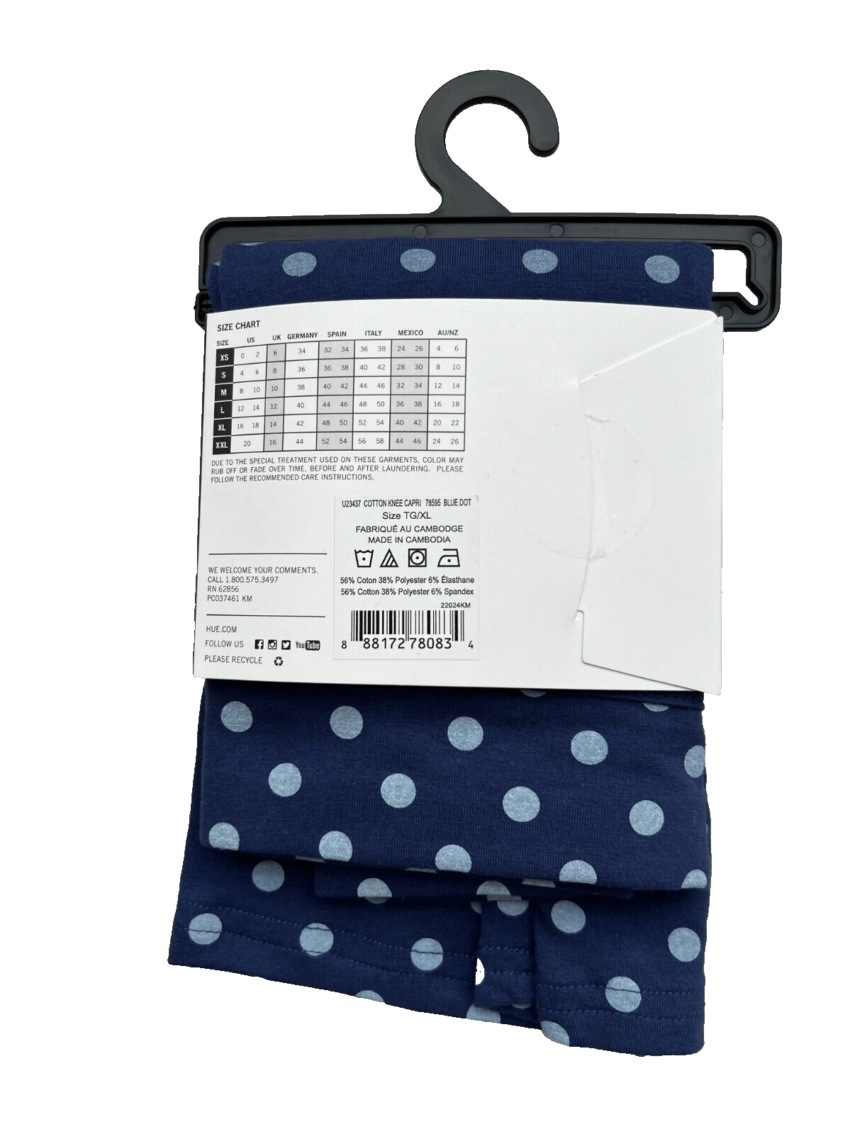 Other HUE U23437 Cotton Knee Capri Leggings Blue Polka ( XS ) Size 26" / US 2 / IT 38 - 4 Thumbnail