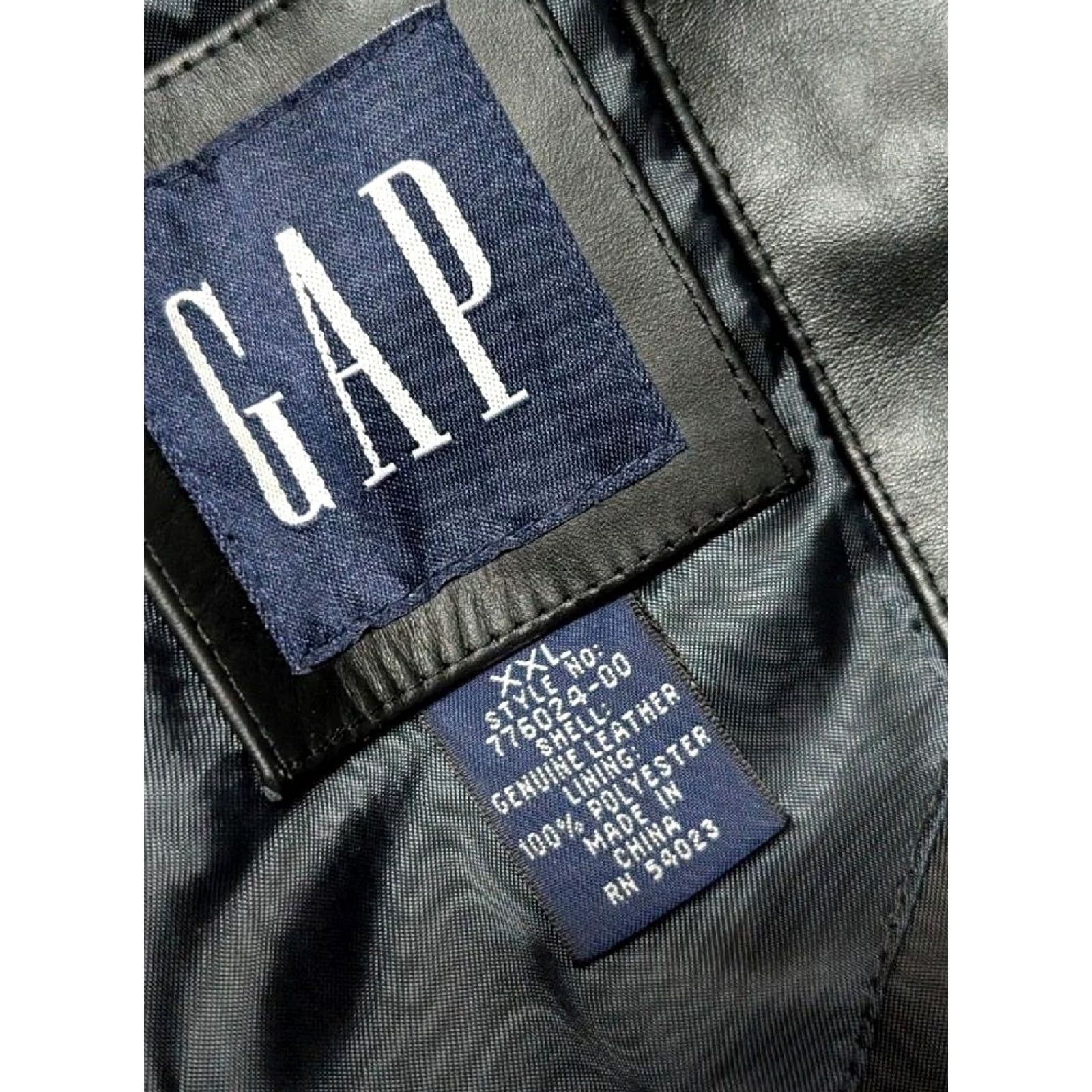 Gap VINTAGE GAP blazer Jacket Men 2XL 50 Black Leather Cowhide Long Notch Three-Button Blazer 1990s Size 48R - 6 Thumbnail