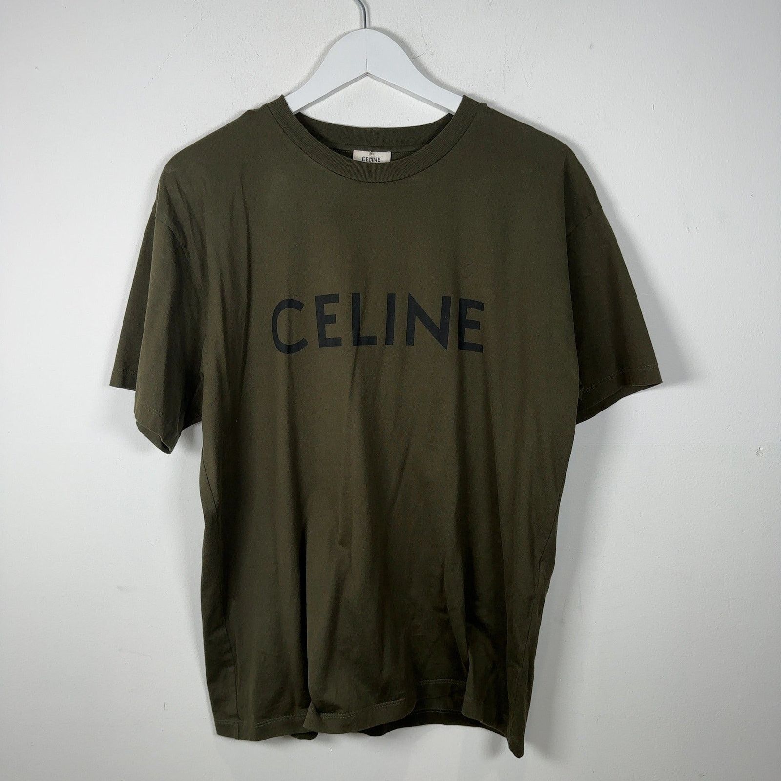 Celine Celine Green Spell Out Logo T-Shirt Size US S / EU 44-46 / 1 - 1 Thumbnail