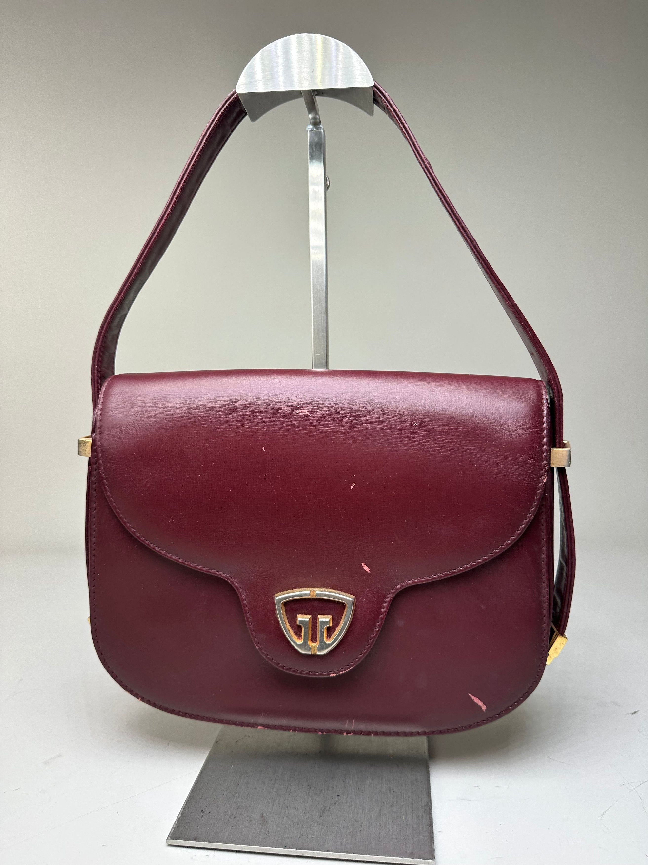 Gucci Vintage Leather Shoulder Bag Burgundy Gold c. 2000 Size ONE SIZE - 1 Thumbnail