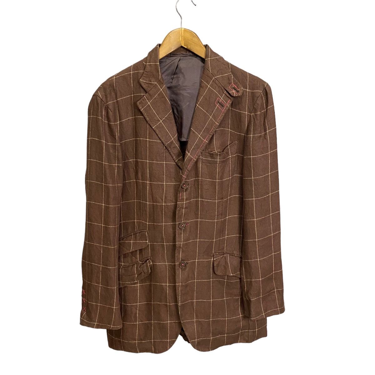 image of Full Count Co x Magee Ireland Fullcount X Magee Ireland Lining Blazer Coat Jacket in Brown Plaid (S