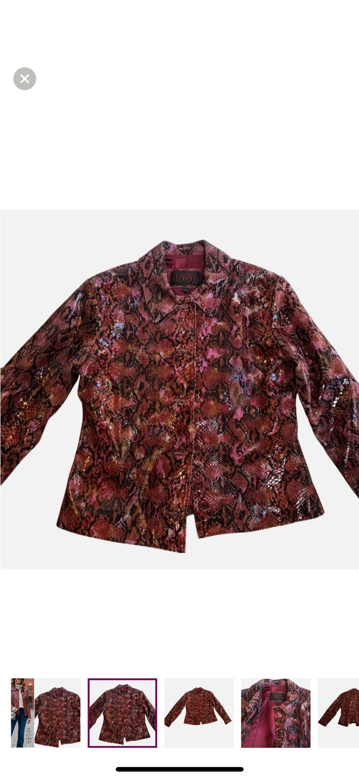 Other VTG Brown Pink Black Python Leather Look Lambskin Jacket Size L / US 10 / IT 46 - 2 Thumbnail