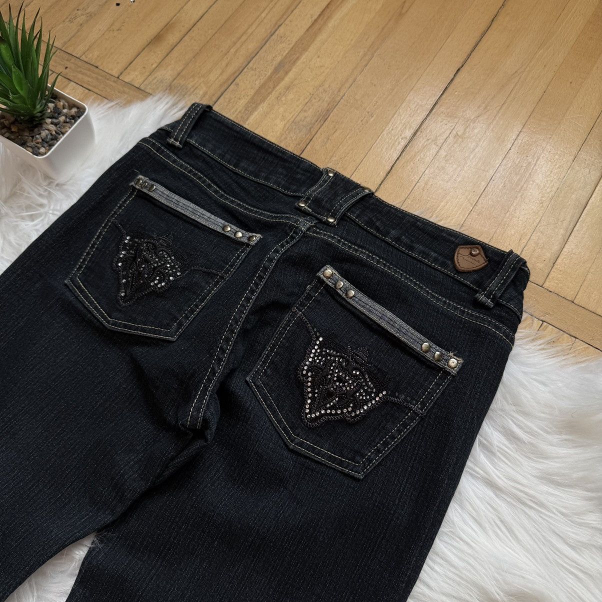 If Six Was Nine 📌 Vintage Jane Norman Y2K Crazy Flare Low Rise Jeans Size 36" / US 14 / IT 50 - 4 Thumbnail