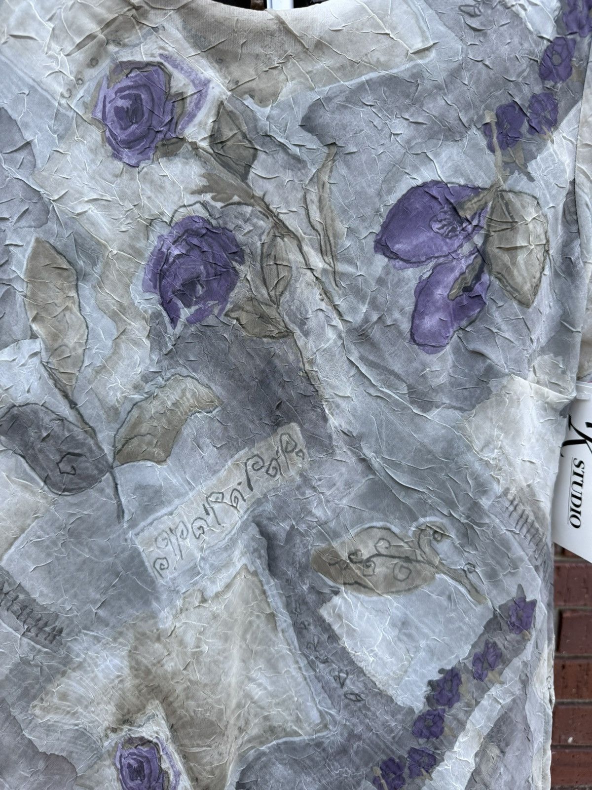 Other VTG 90s Y2K Sage Green Purple Crinkle Overlay Maxi Dress Size XL / US 12-14 / IT 48-50 - 3 Thumbnail