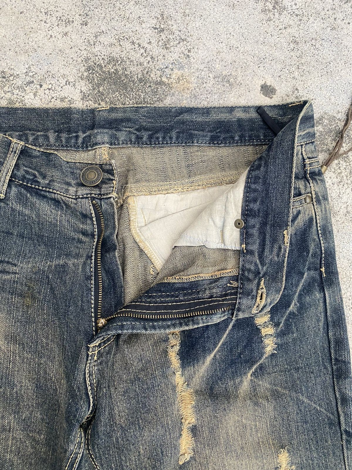 If Six Was Nine × Japanese Brand × Tornado Mart Edwin Distressed Mud Washed Studed Jeans Size US 35 - 5 Thumbnail