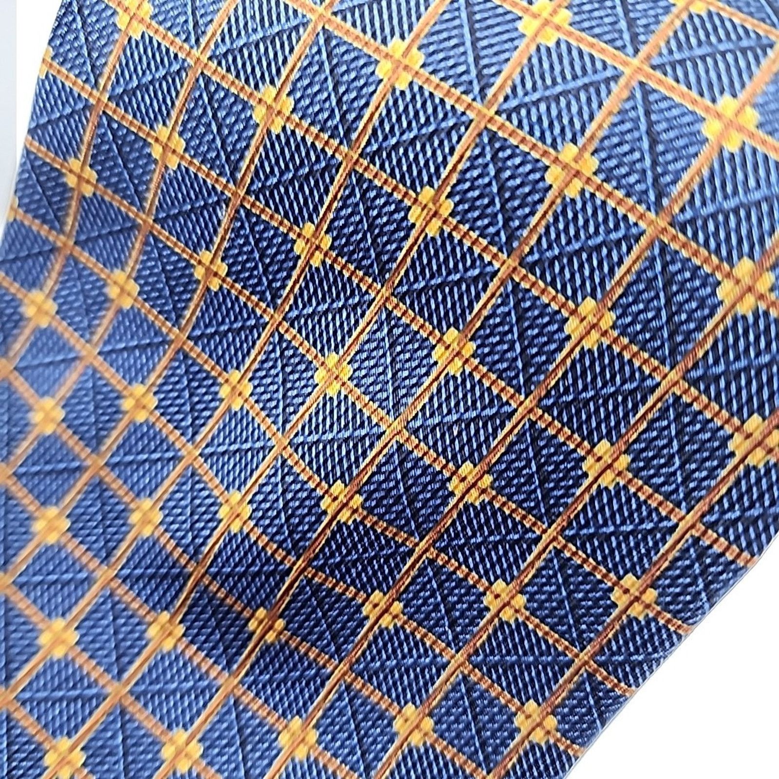 Nautica Nautica Blue & Gold Geometric Silk Necktie - Like New Size ONE SIZE - 3 Thumbnail
