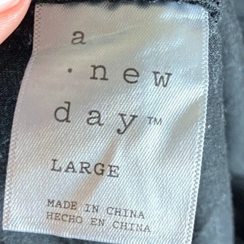 Vintage A New Day Womens Pants Black Leggings Fold Over Waistband Split Hem Stretch L Size 24" / US 00 / IT 34 - 4 Thumbnail
