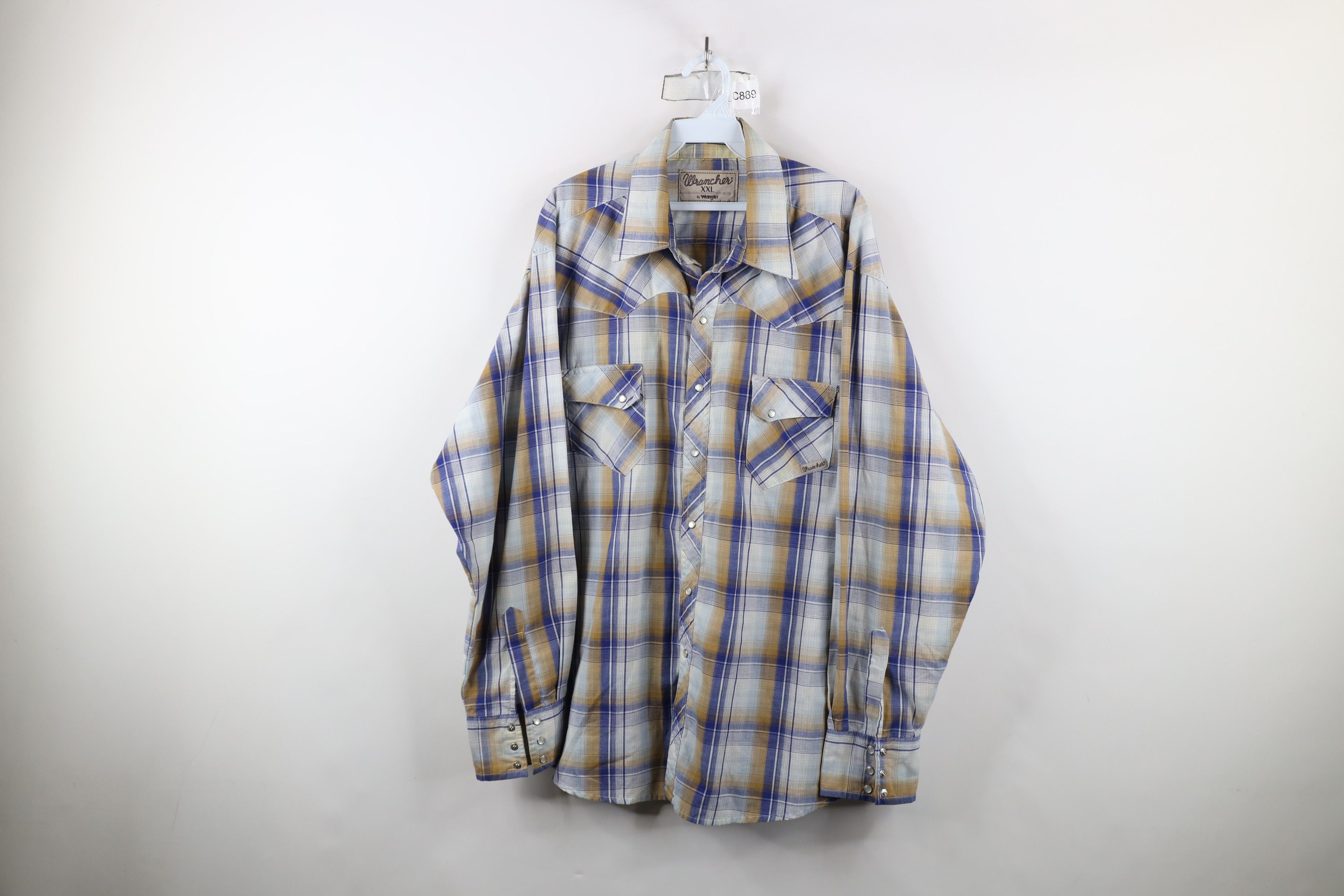 Vintage × Wrangler Vintage Wrangler Western Cowboy Snap Button Shirt Plaid Size US XXL / EU 58 / 5 - 1 Thumbnail