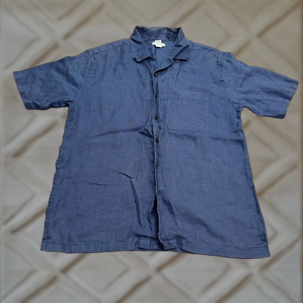 Vintage Breakwater Casual Button-Up Shirt Men's Medium Blue Short Sleeve Linen Pocket Lightweight Size US M / EU 48-50 / 2 - 1 Thumbnail
