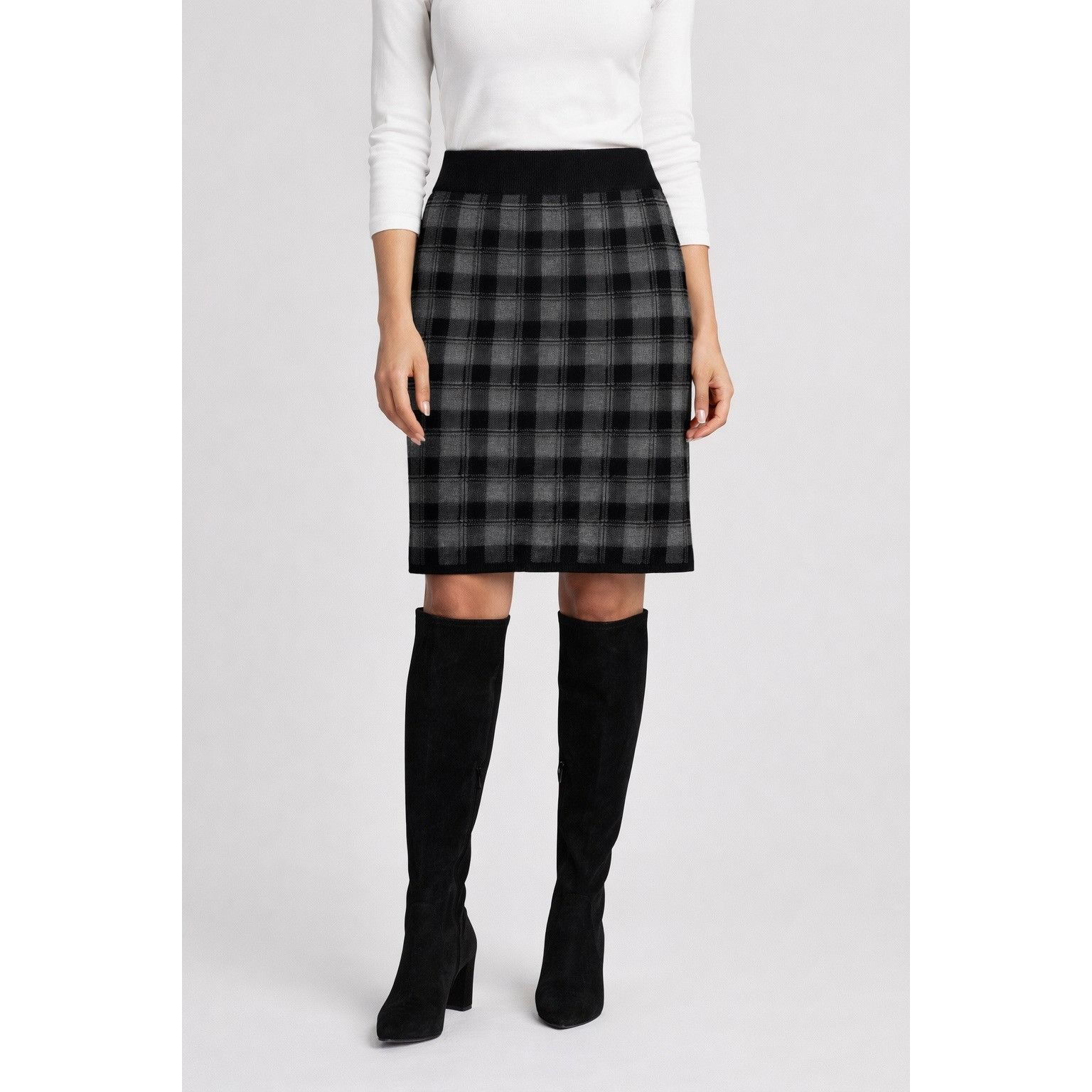 Other Adrienne Vittadini Wool Checkered Mini Skirt Black/Grey - S Size 26" / US 2 / IT 38 - 1 Thumbnail