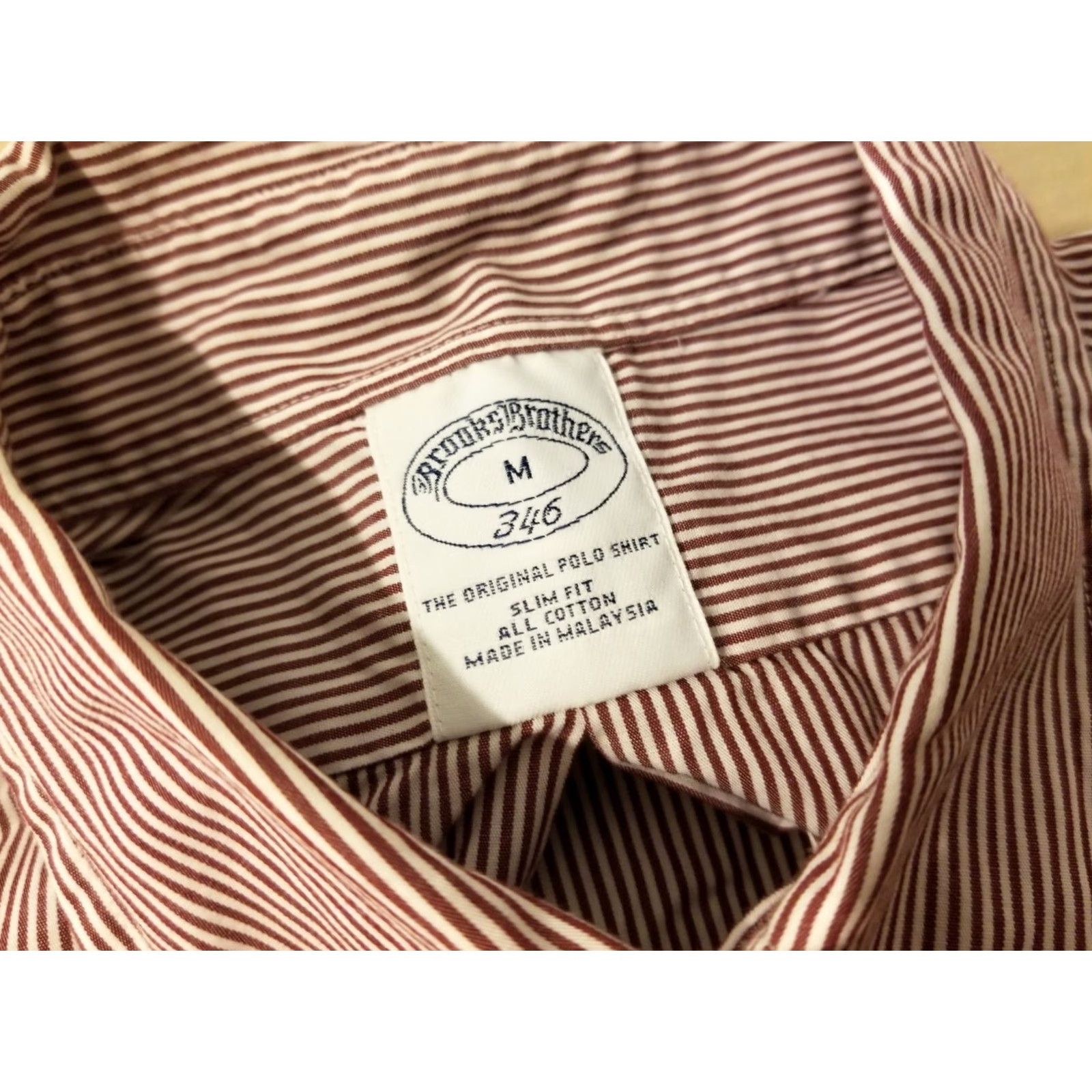Brooks Brothers Mens Brooks Brothers Dress Shirt M Medium Burgundy Button Cotton Size 40R - 3 Thumbnail