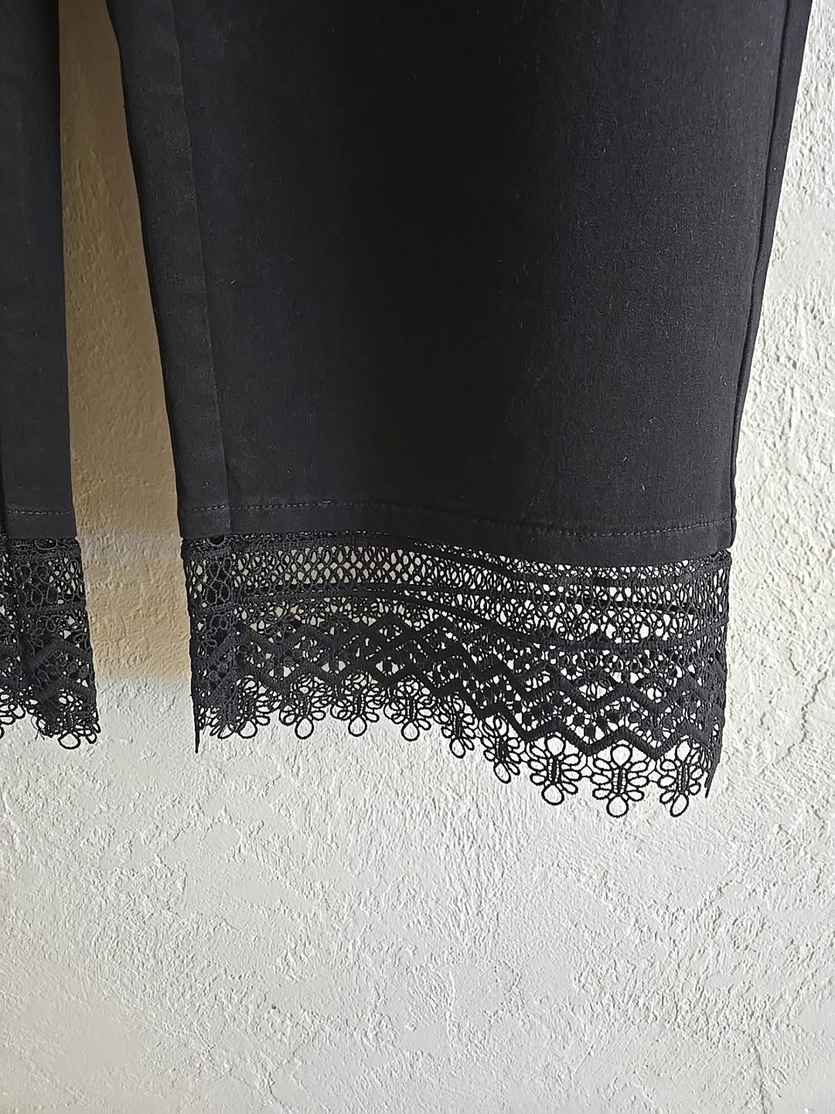 Other Soft Surroundings Crop Crochet Lace Hem Pants Size 20W Black Size 41" - 4 Thumbnail