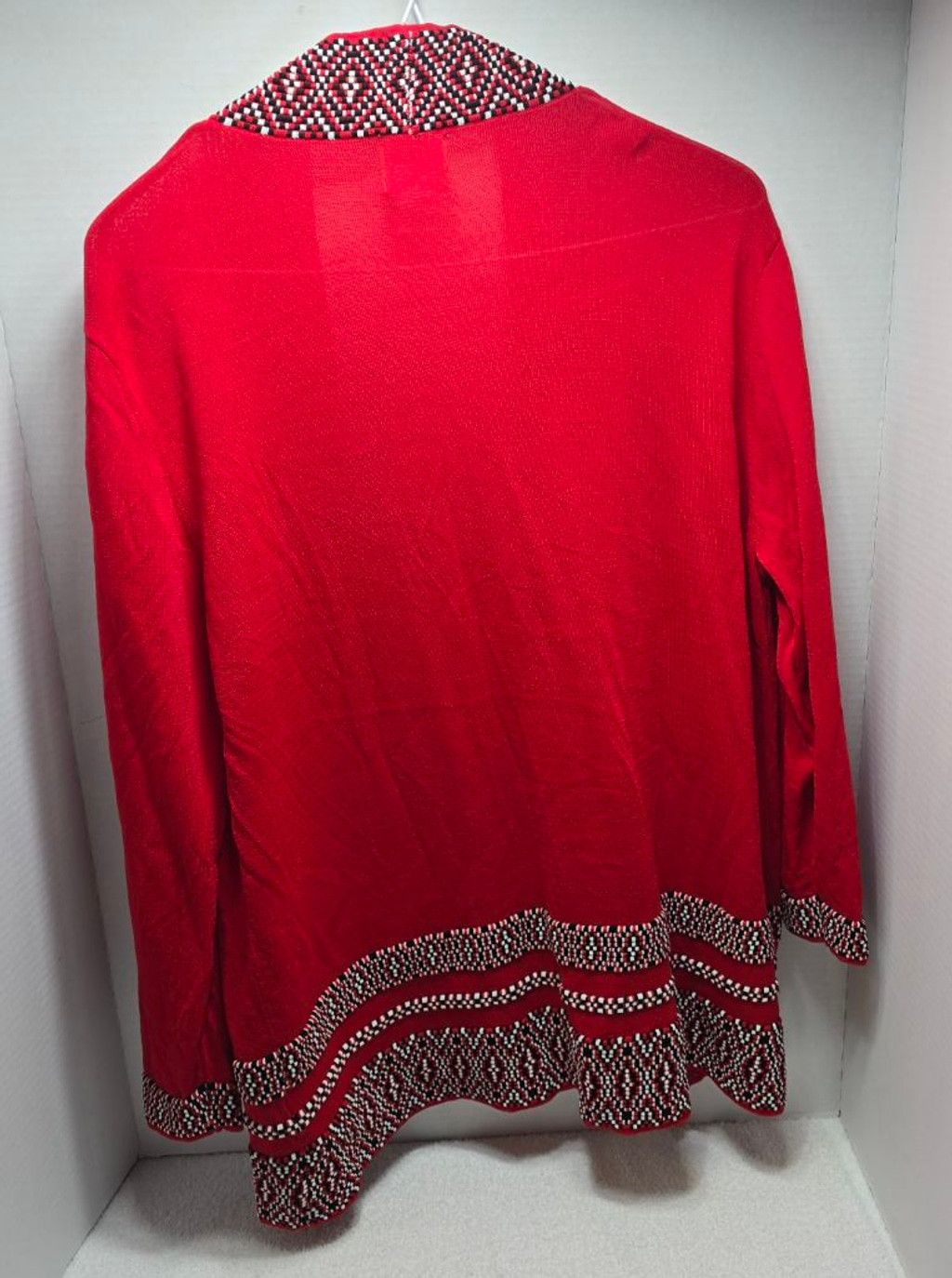 The Unbranded Brand Women's Ruby Rd. Red & Black Patterned Cardigan Sweater L Size L / US 10 / IT 46 - 6 Thumbnail