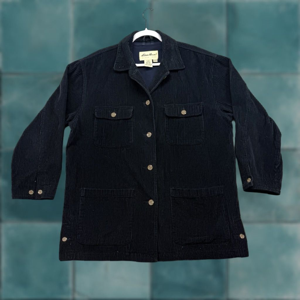 Eddie Bauer VINTAGE Eddie Bauer Jacket Womens M Navy Blue Corduroy Chore Barn Coat Button Jacket Size M / US 6-8 / IT 42-44 - 1 Thumbnail