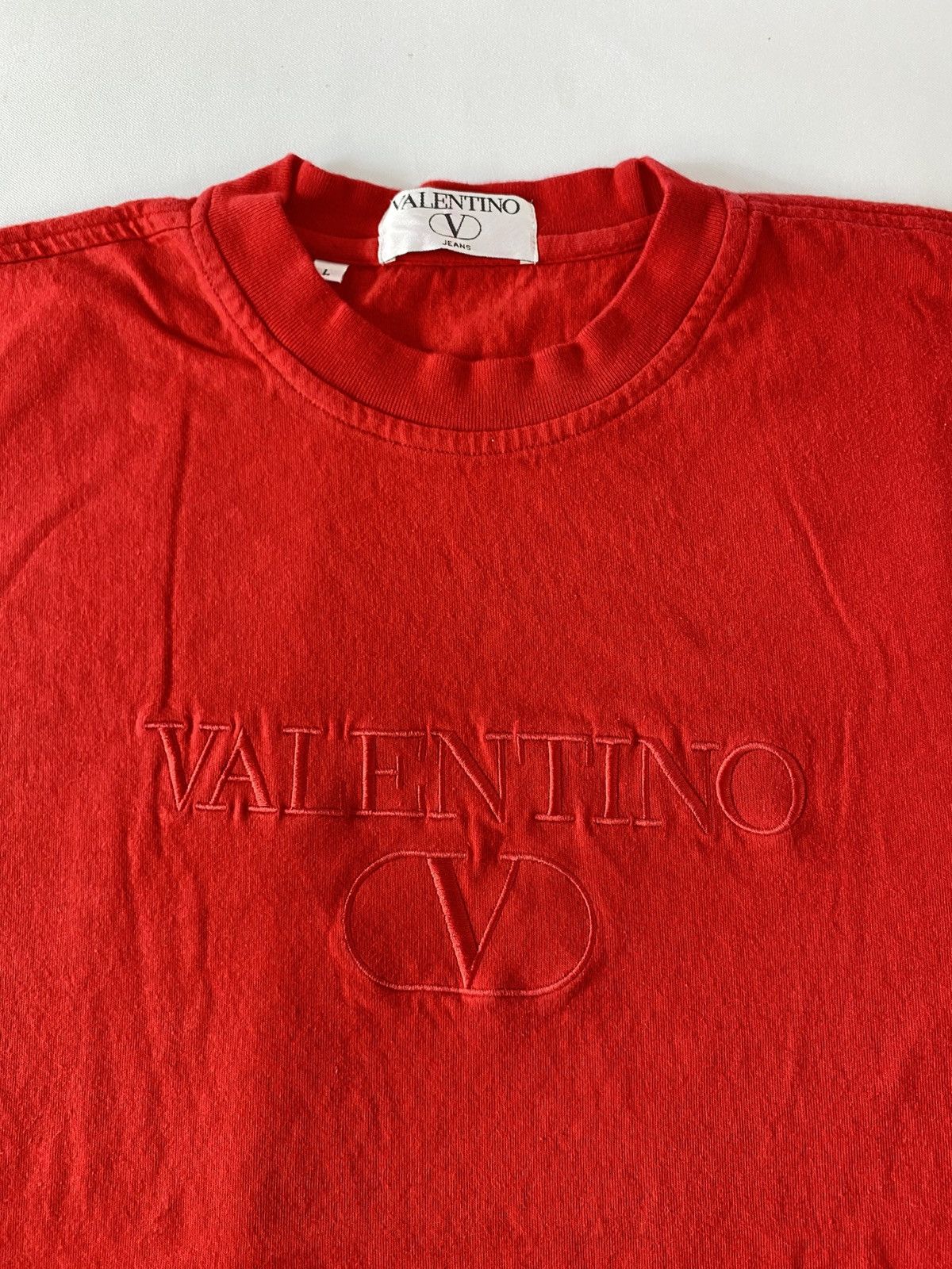 Valentino Valentino Jeans Embroidery Logo Spell Out Tee T Shirt Size US L / EU 52-54 / 3 - 4 Thumbnail