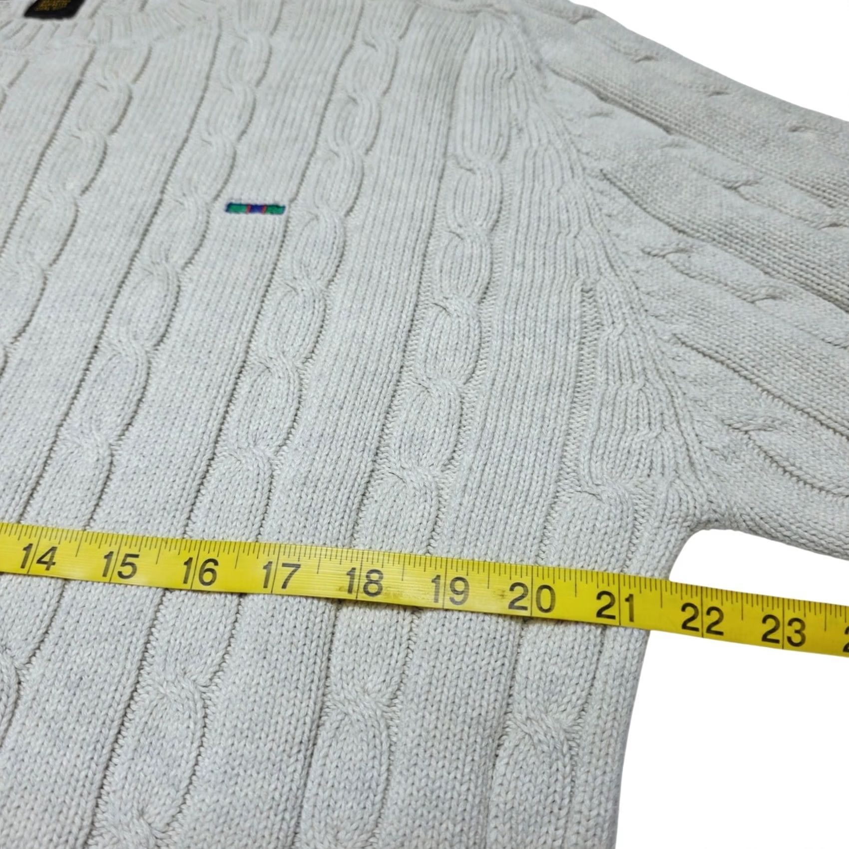 Alexander Julian VINTAGE Alexander Julian Colours Sweater Mens Large Cream Cable Knit 100% Cotton Pullover Knit Crew Neck Long Sleeve Size US L / EU 52-54 / 3 - 5 Thumbnail