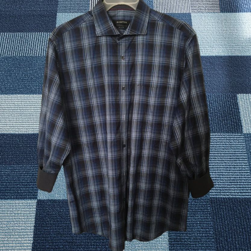 BUGATCHI Bugatchi Mens Shirt Button-Down Plaid Blue Casual L Size US L / EU 52-54 / 3 - 1 Thumbnail