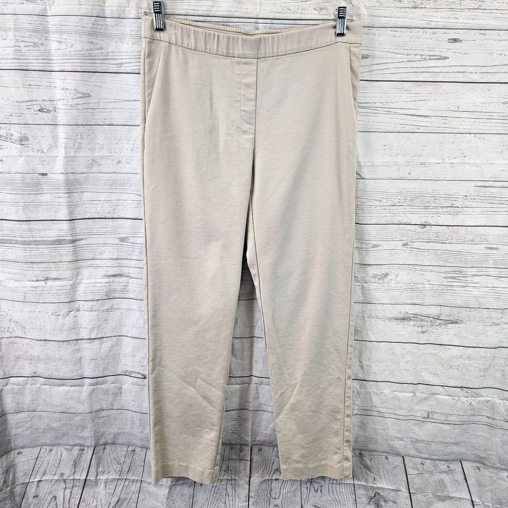 J. Jill J. Jill Womens Essential Slim Ankle Pant Sz 8 Beige Pull On Cotton Blend Mid Rise Pants - Women Mens? Size 30" / US 8 / IT 44 - 2 Thumbnail