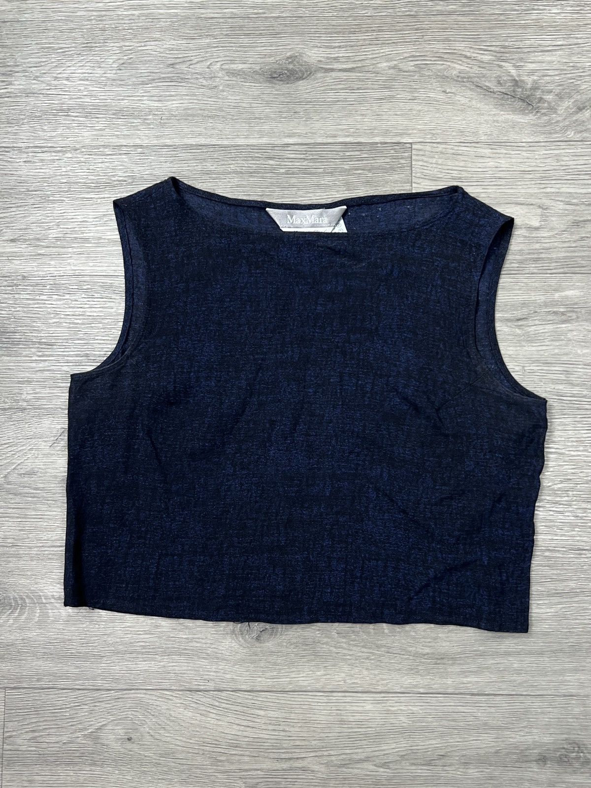 Max Mara MaxMara Made In Italy Blue Textured Sleeveless Crop Top Size S / US 4 / IT 40 - 2 Thumbnail