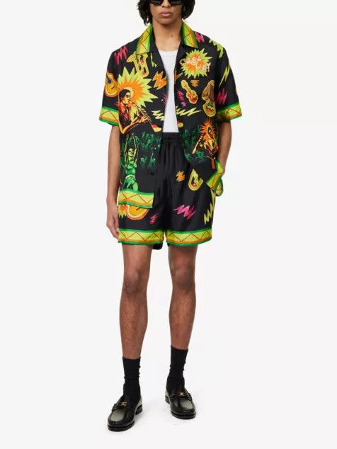 Casablanca o1mle0326 Drawstring Silk Shorts Music For The People Size US 28 / EU 44 - 2 Thumbnail