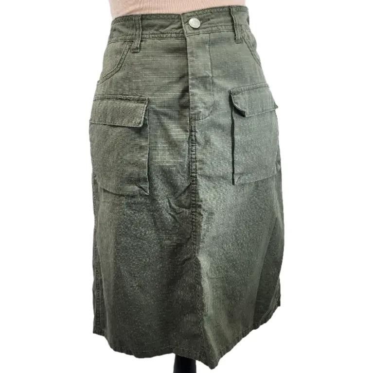 Polo Jeans Co Y2K Cargo Midi Skirt Army Green Size: 8