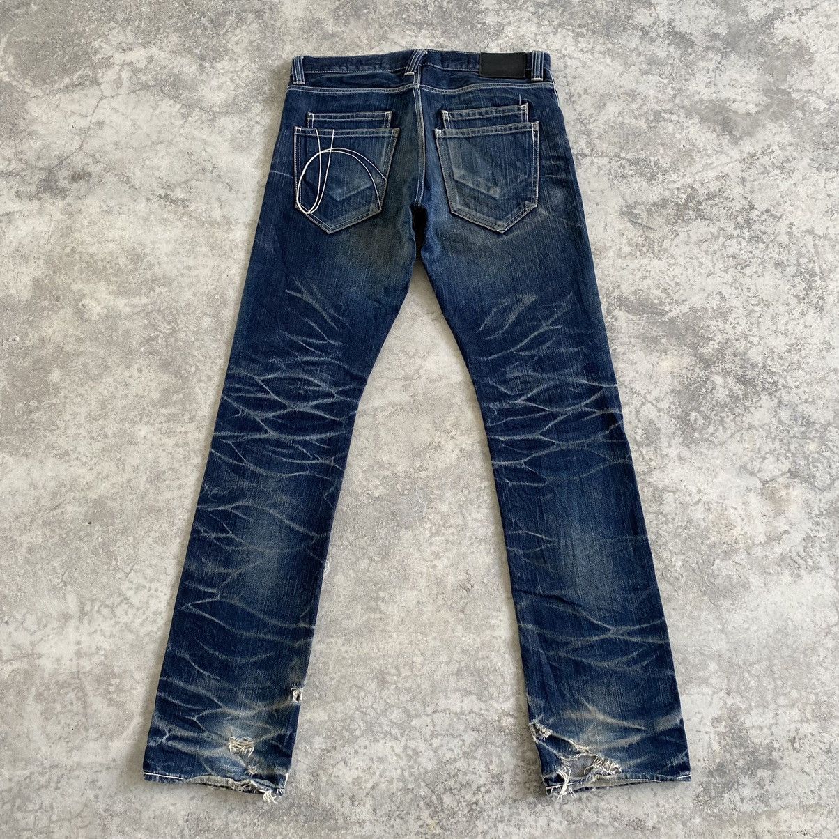 Japanese Brand 2000’s No ID Japan Faded Honeycomb Jeans Slim Fit Size US 31 - 12 Thumbnail