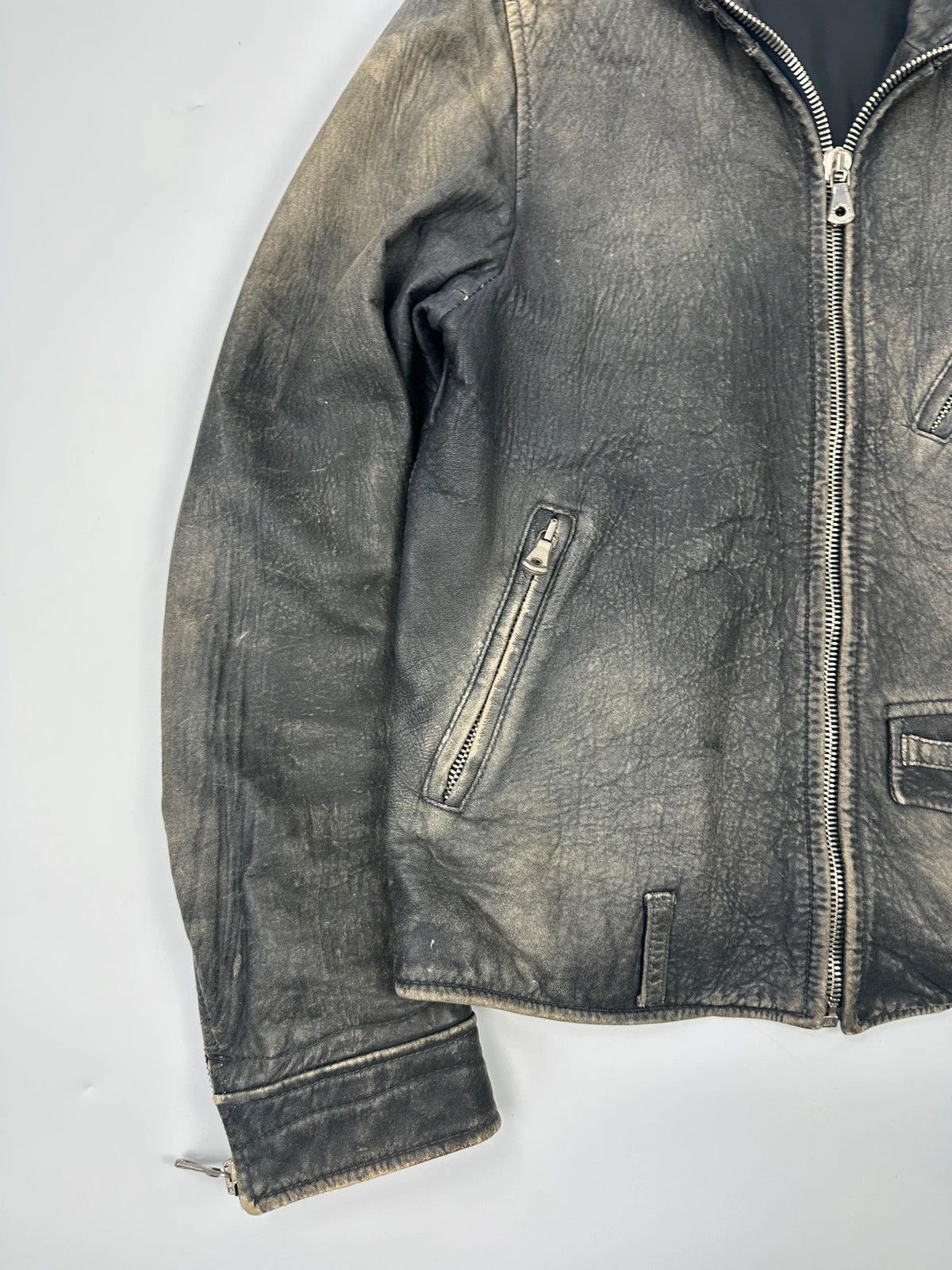Dolce & Gabbana Dolce & Gabbana 00’s Grey Eroded Leather Faded Bomber Jacket Size US M / EU 48-50 / 2 - 6 Thumbnail