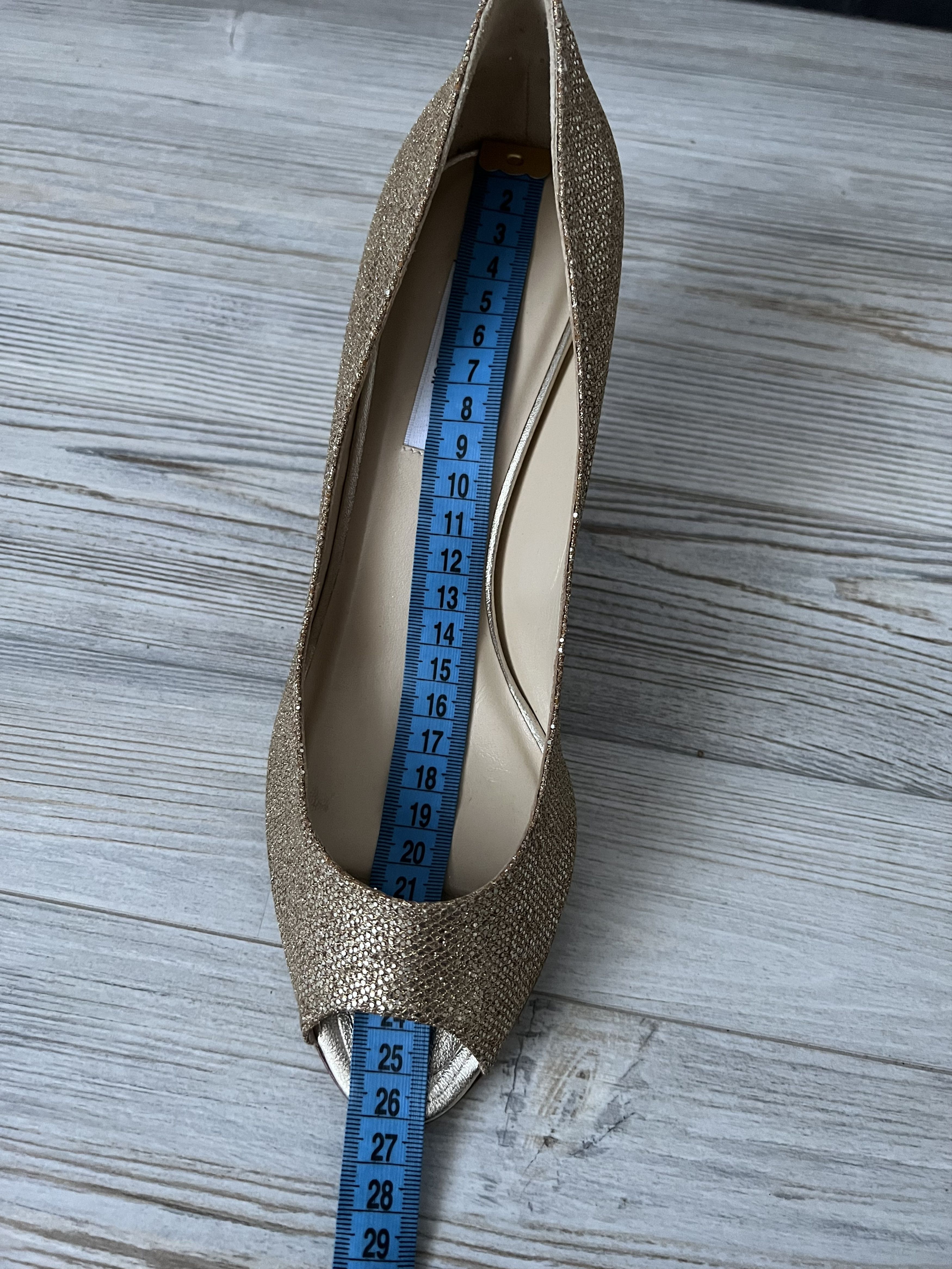 Jimmy Choo Jimmy Choo Gold Glitter Peep Toe Leather Heels Size 40 Size US 10 / IT 40 - 11 Thumbnail