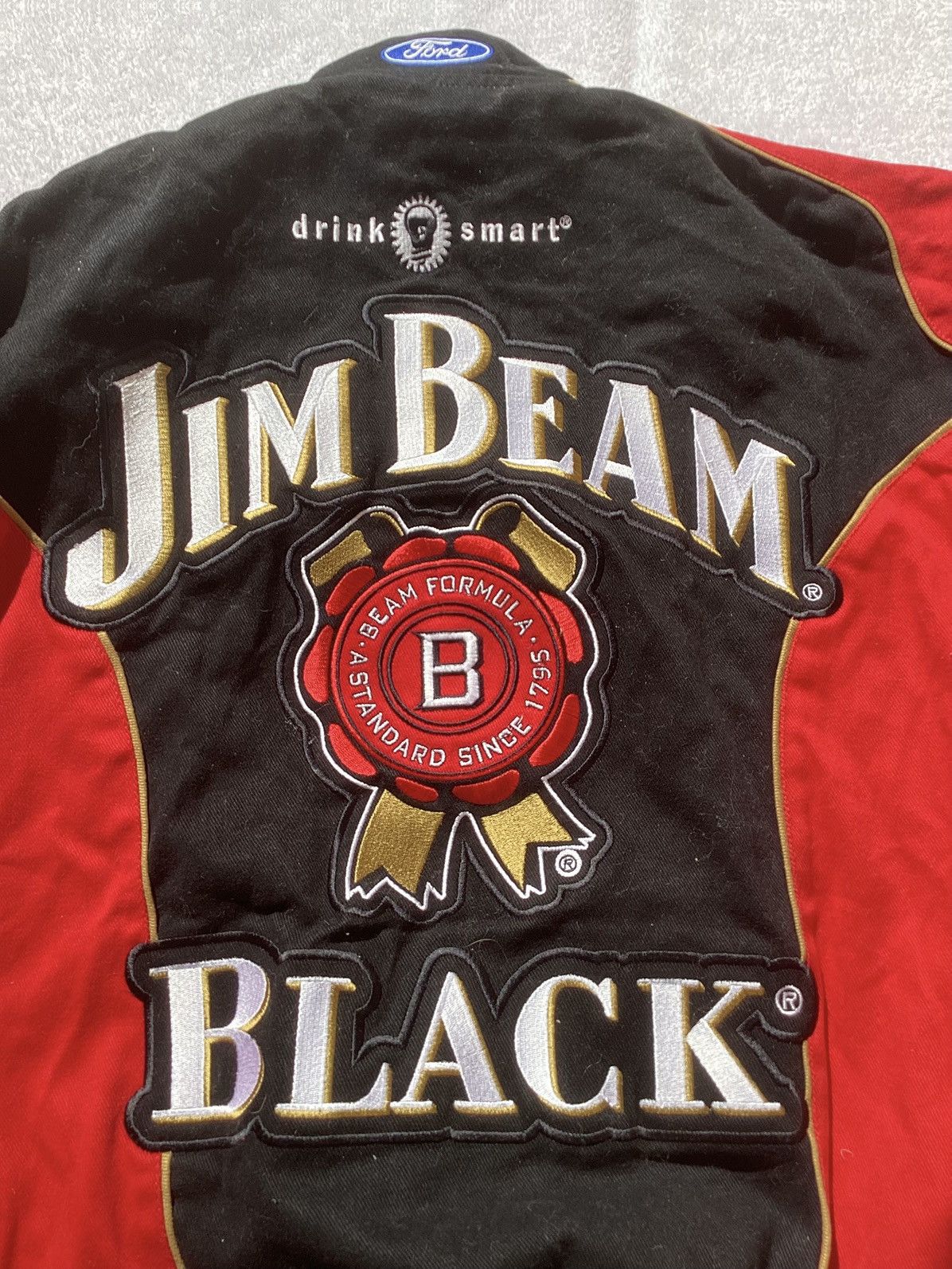 NASCAR Vtg Robby Gordon Jim beam black whiskey racing twill jacket Size US L / EU 52-54 / 3 - 5 Thumbnail