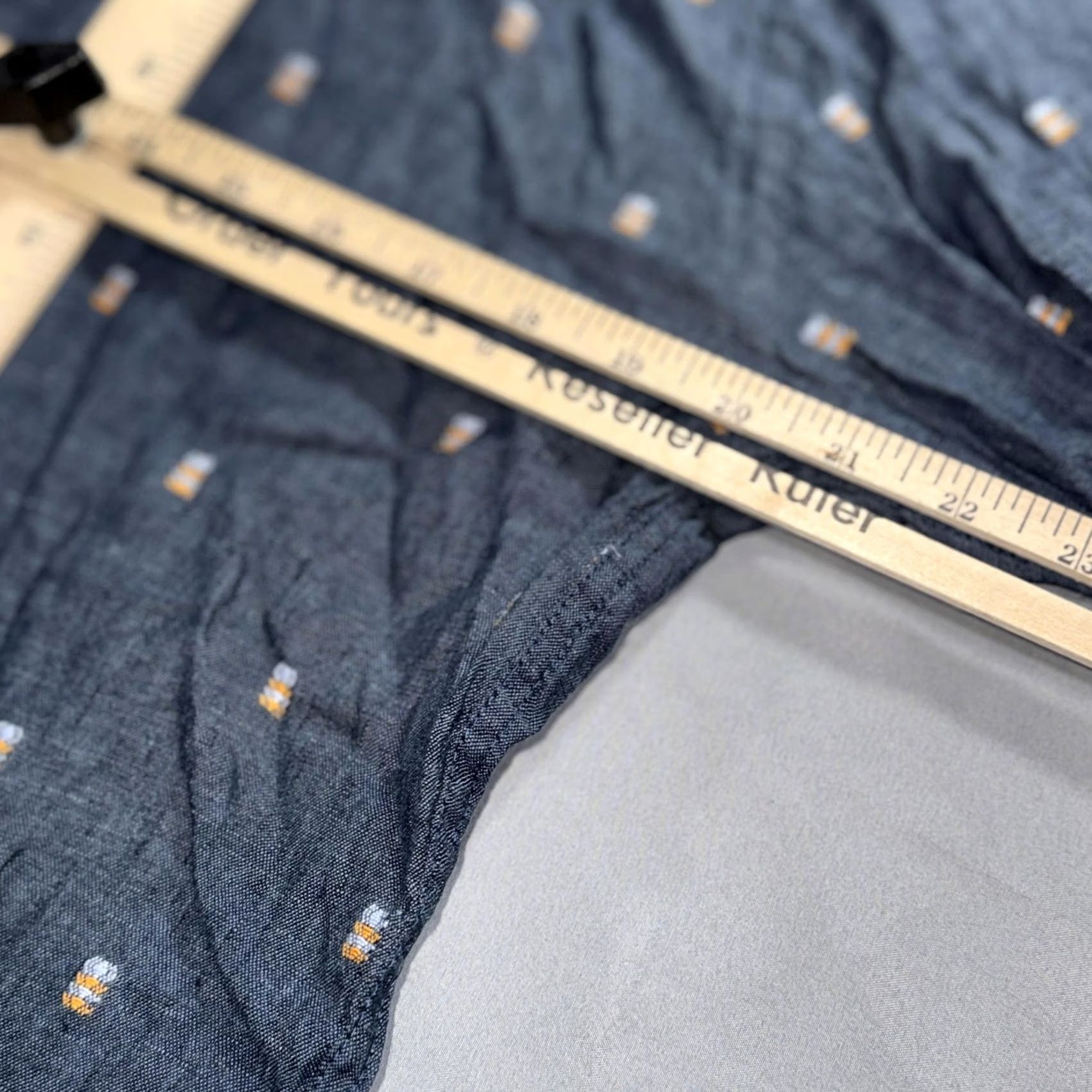 Barker Barkers Shirt Mens M Blue Linen Geometric Embroidered Slim Button Up Size US M / EU 48-50 / 2 - 8 Thumbnail