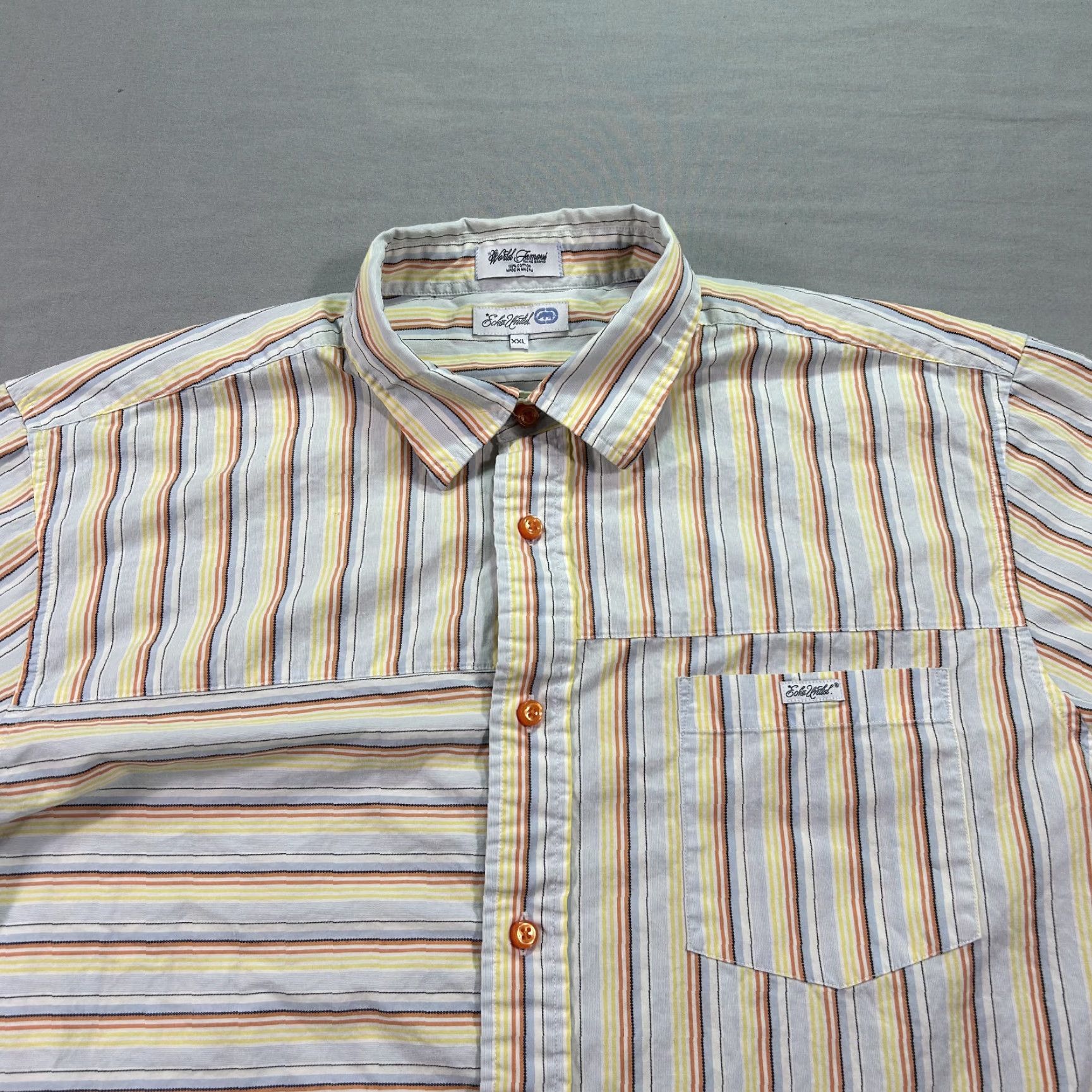 Ecko Unltd. VINTAGE Ecko Unltd Shirt Mens 2XL Striped Patchwork Button-Up Hip Hop Casual Size US XXL / EU 58 / 5 - 3 Thumbnail