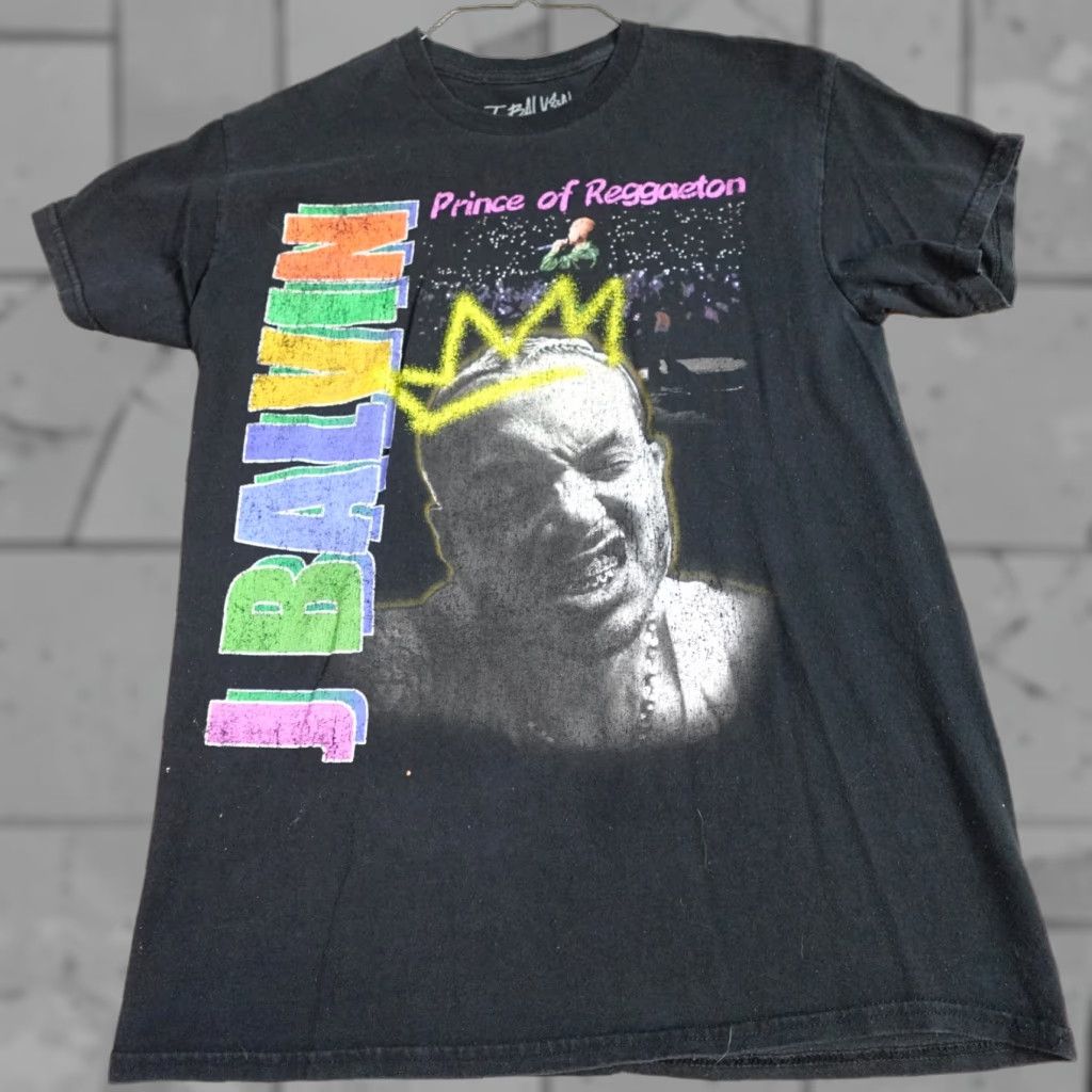 Prince J Balvin Shirt Medium Black Prince of Reggaeton T-Shirt Mens Crew Neck Short Sleeve Jersey Cotton Graphic Print Vintage: No Regular Fit Folded? Size US M / EU 48-50 / 2 - 1 Thumbnail