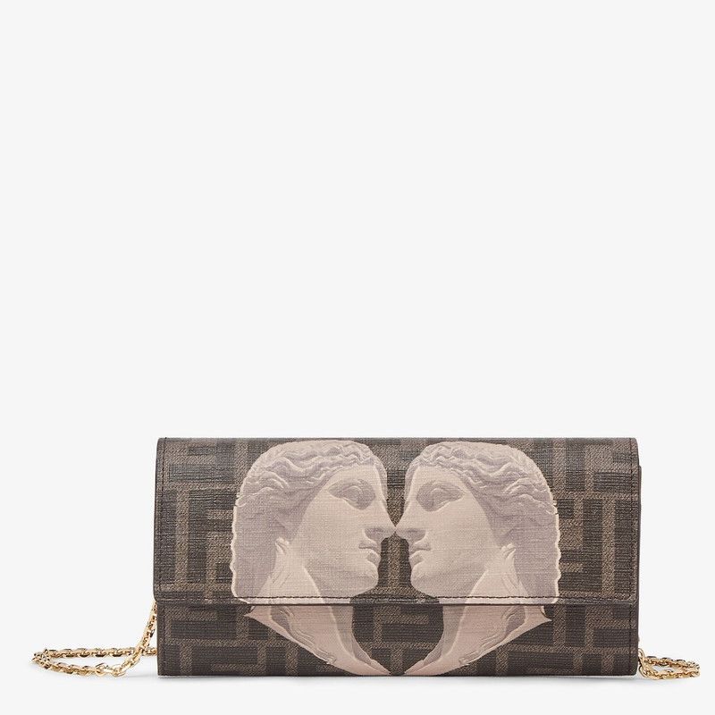 Fendi o1s1wg111225 Size:OS/Continental With Chain in Brown Size ONE SIZE - 1 Thumbnail