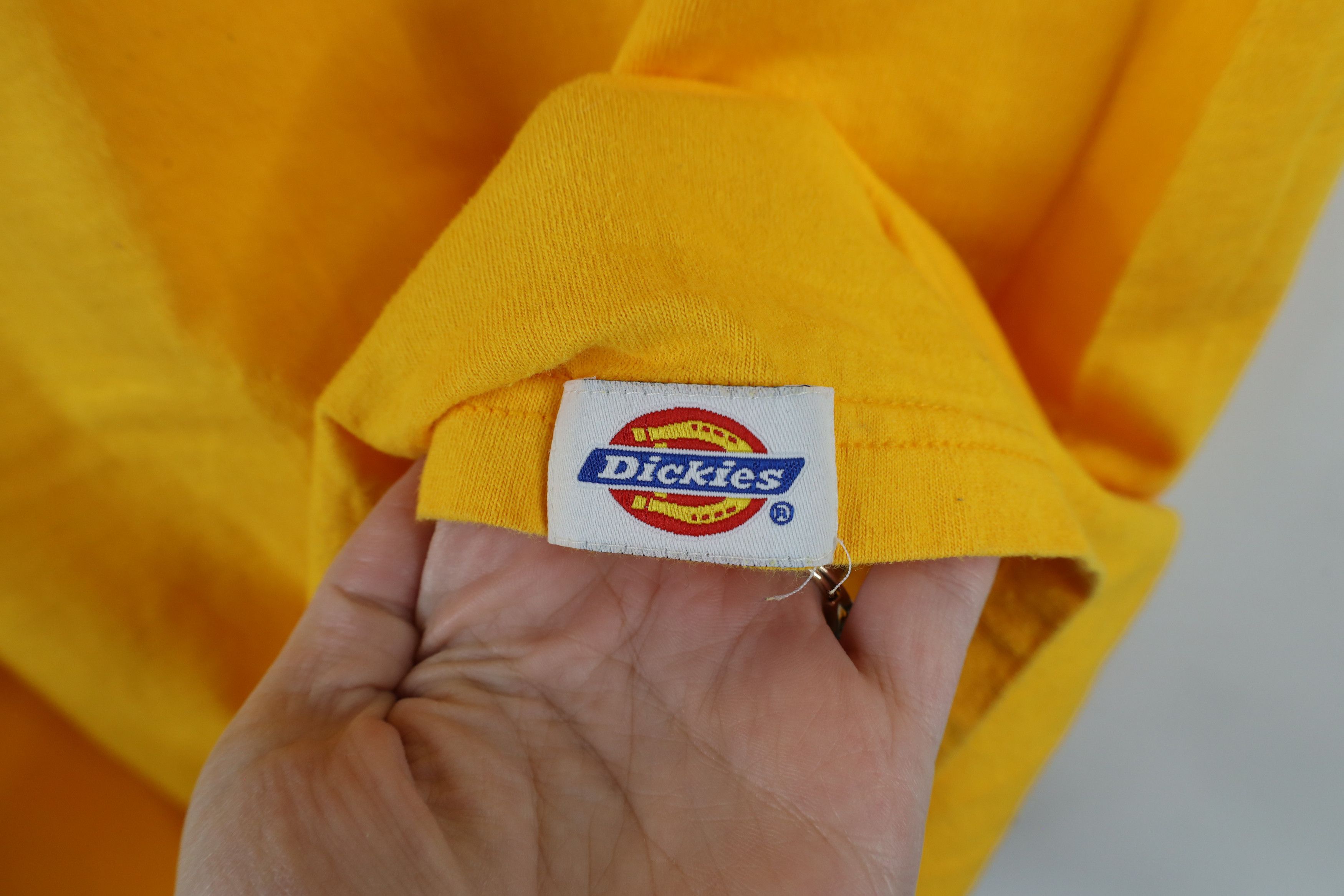 Dickies × Vintage Vintage 90s Dickies Spell Short Sleeve Pocket T-Shirt Yellow Size US L / EU 52-54 / 3 - 4 Thumbnail