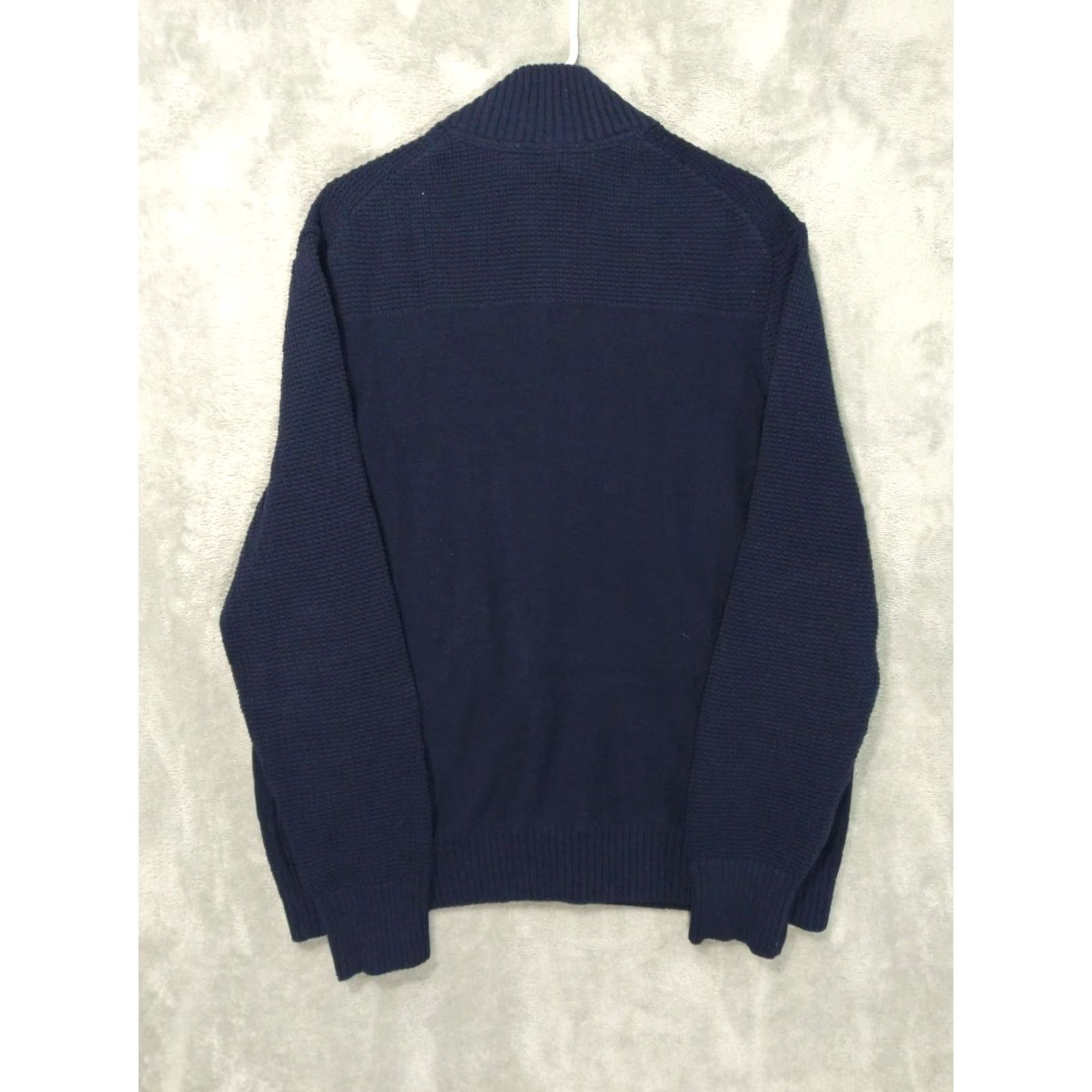 Banana Republic Banana Republic Sweater Cardigan Mens XL Blue Cotton Mock Neck Knit Winter Fall Spring Casual Regular Fit Mens Size US XL / EU 56 / 4 - 2 Thumbnail