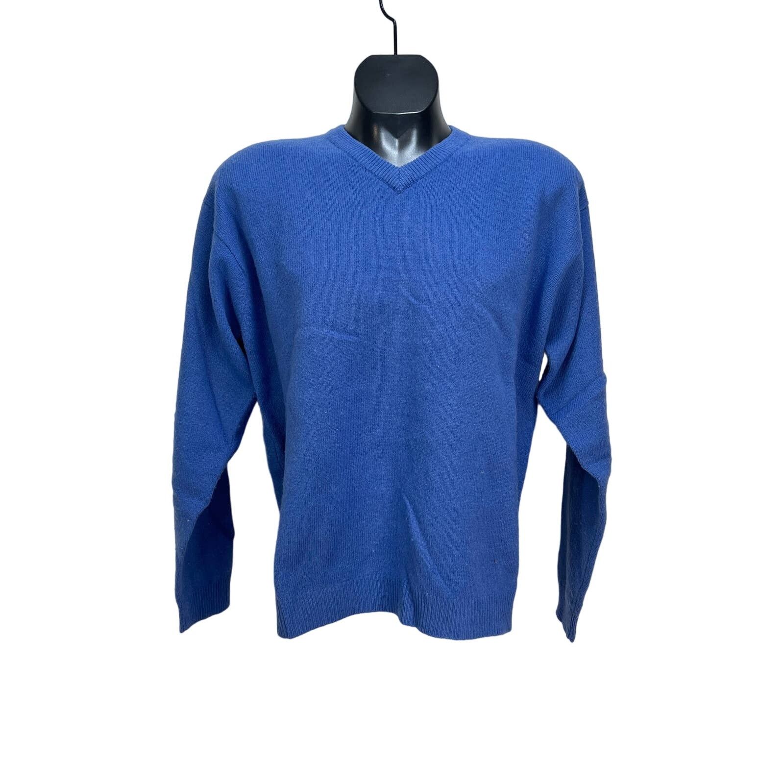 Eddie Bauer × Vintage Eddie Bauer Wool V Neck Sweater Cerulean Blue Pullover Size US M / EU 48-50 / 2 - 2 Thumbnail