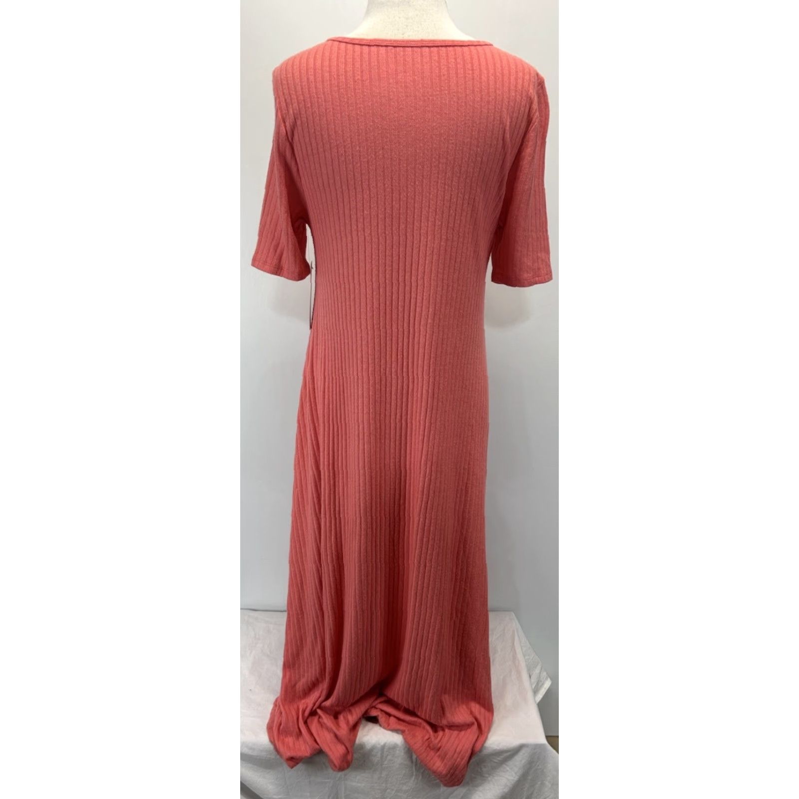 Soft Surroundings VINTAGE Soft Surroundings Maxi Dress Women’s Large Coral Pink Casual Travel Party Solid Short Sleeve Scoop Neck Rayon Blend Size L / US 10 / IT 46 - 3 Thumbnail