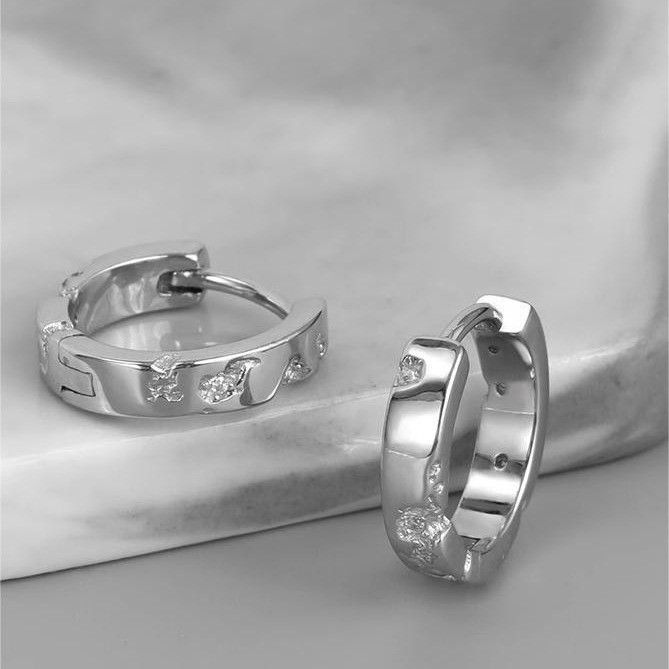 Jewelry × Sterling Silver Retro Earrings One Pairs Chrome Jewelry Size ONE SIZE - 2 Thumbnail