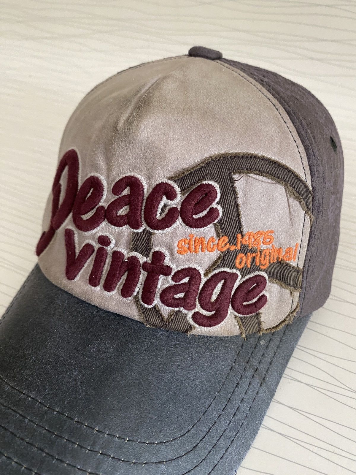 Japanese Brand Vintage Japanese Peace Distressed Embroidery Cap Size ONE SIZE - 5 Thumbnail