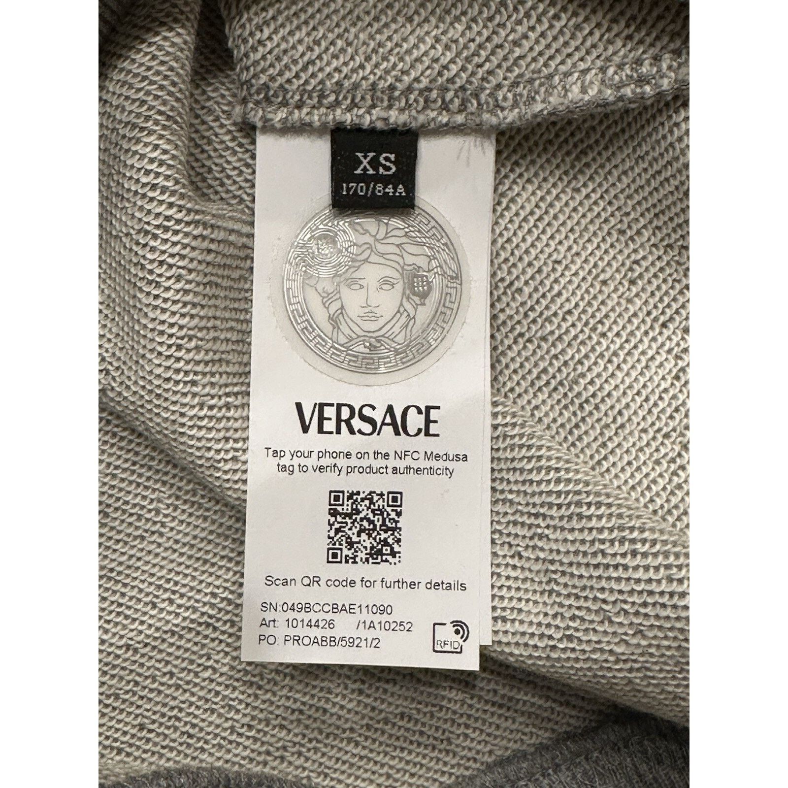 Versace Versace Embroidered Men's Sweatshirt Fleece Gray XS 1014426 Size US XS / EU 42 / 0 - 11 Thumbnail