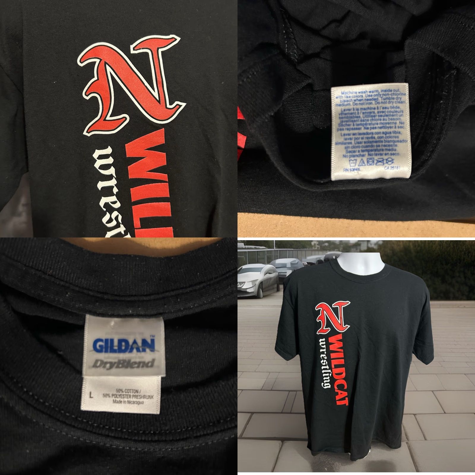 Gildan Northwestern Senior High School Wildcat Wrestling Shirt Men Large Black Gildan Dryblend T-Shirt Graphic Print Crew Neck Short Sleeve Size US L / EU 52-54 / 3 - 8 Thumbnail