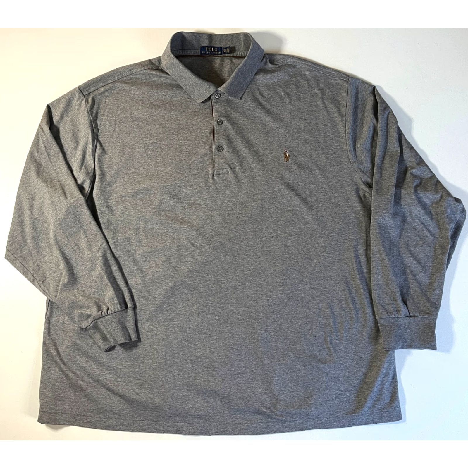Polo Ralph Lauren Polo Ralph Lauren Polo Shirt Men’s Long Sleeve Gray 3XB Big & Tall Classic Embroidered Logo Polo Shirt Size US XXL / EU 58 / 5 - 4 Thumbnail
