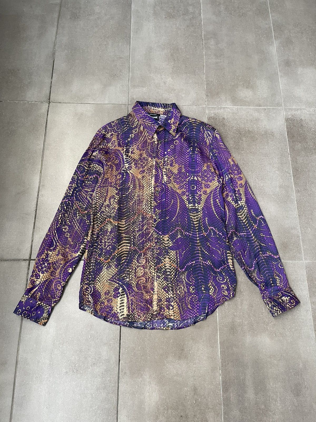 Just Cavalli !DS! FW22 Just Cavalli Animal Print Purple Pattern Shirt Size M / US 6-8 / IT 42-44 - 6 Thumbnail