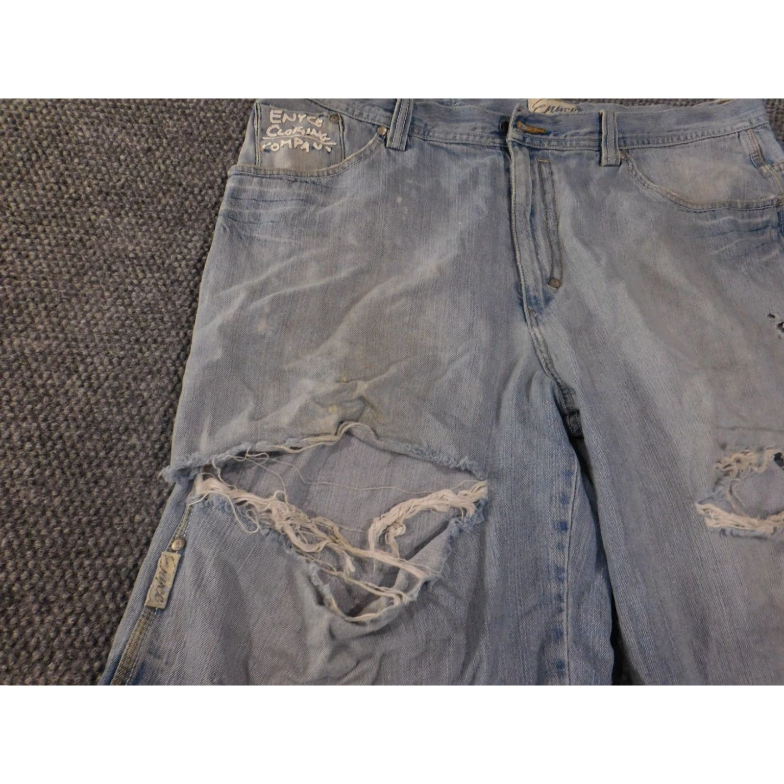 Enyce VINTAGE Enyce Denim Shorts Mens 40 Blue Distressed Baggy Carpenter Ripped Grunge Y2K Mens Clothing Baggy Denim Shorts Grunge Hip Hop 2000s Size US 40 / EU 56 - 5 Thumbnail